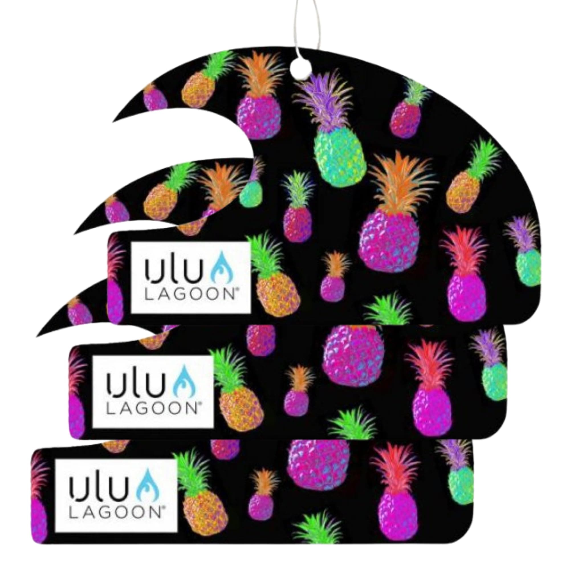ulu Lagoon Hanging Car Air Freshener | Tropical Beach Coconut Surf Wax Scent Mini Wave | Long Lasting Car Freshener, Closet and Beyond | Made In USA | 3 Pack (Electric Pineapple)