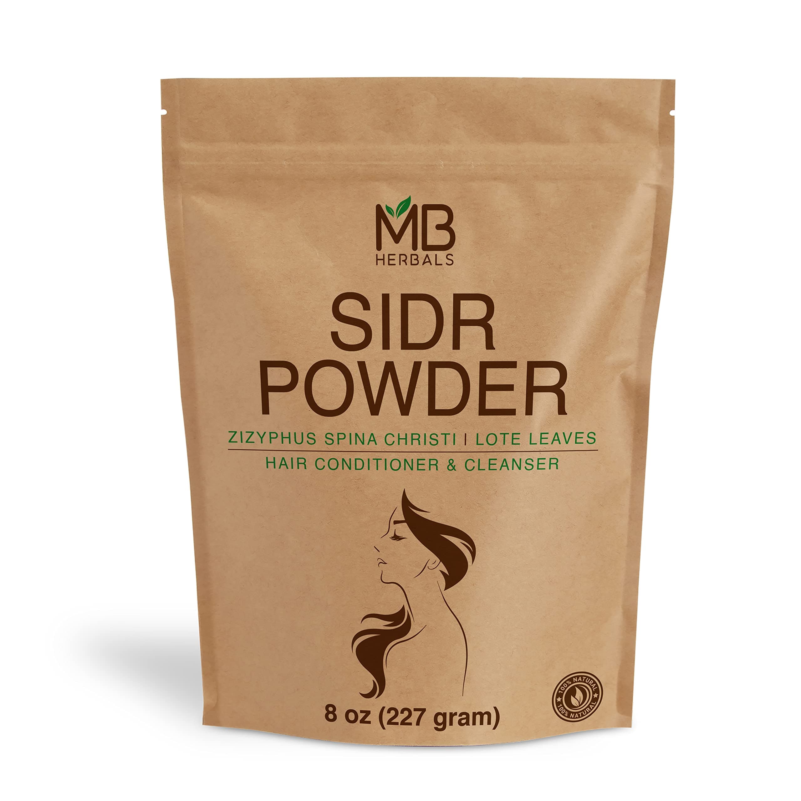 MB Herbals Sidr Powder 8 oz / 0.5 Pound (227 Gram) | WildCrafted | Seder Lote Leaves | Ziziphus spina christi | Natural Hair Conditioner & Cleanser | Sidr 99.5%, Neem 0.5%