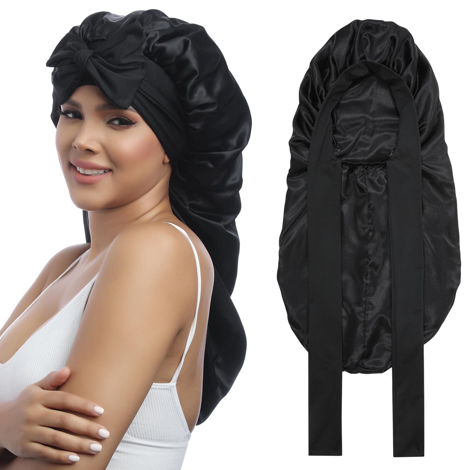 womens Double Layer Long Satin Bonnet Long Satin Bonnet (pack of 1)