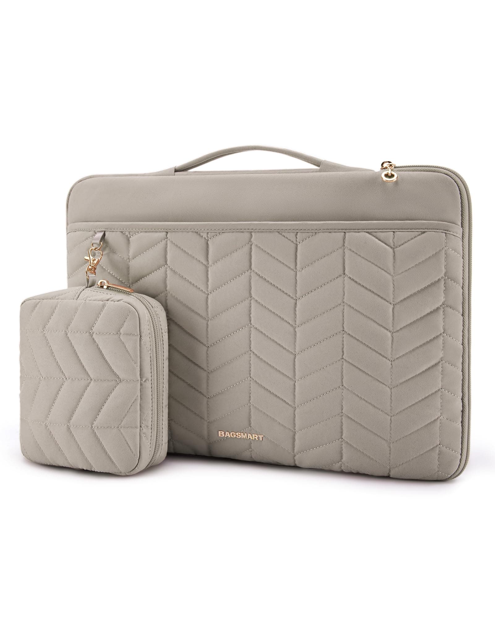 bagsmart13-14 inch Laptop Sleeve with Handle, Puffy Padded Laptop Case with Accessories Bag, MacBook Case Compatible with MacBook Air Pro 13.3 inch 14 inch, Computer Sleeve Fitted with Dell,HP