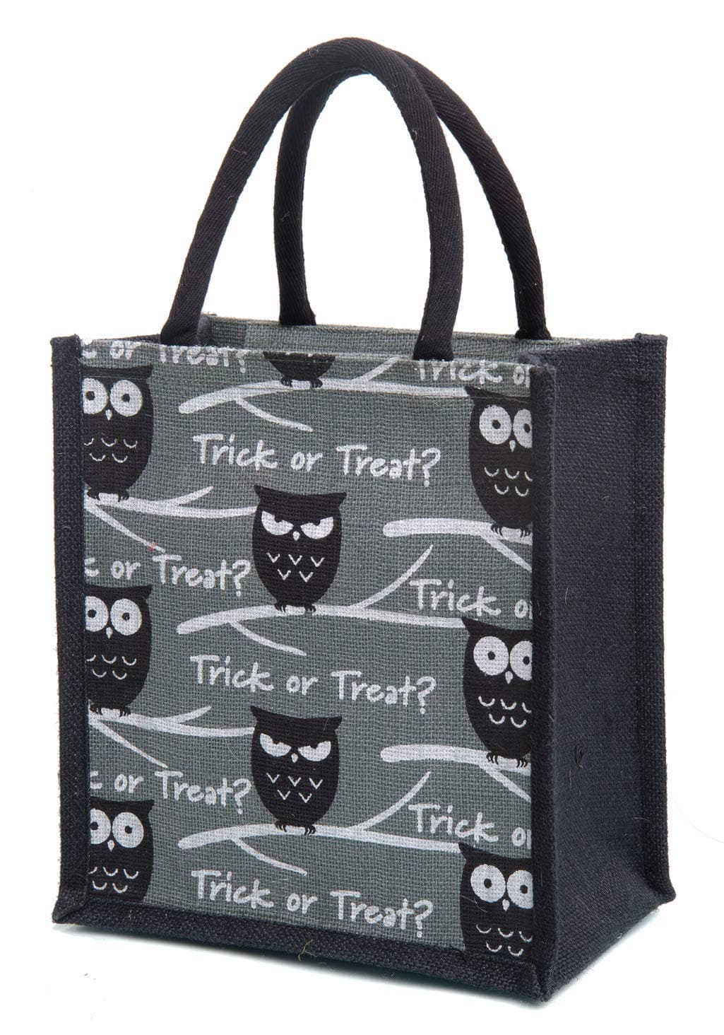 H&B Unisex-Adult Unisex Jute Classic Tote Bag Owl Design (Blue)