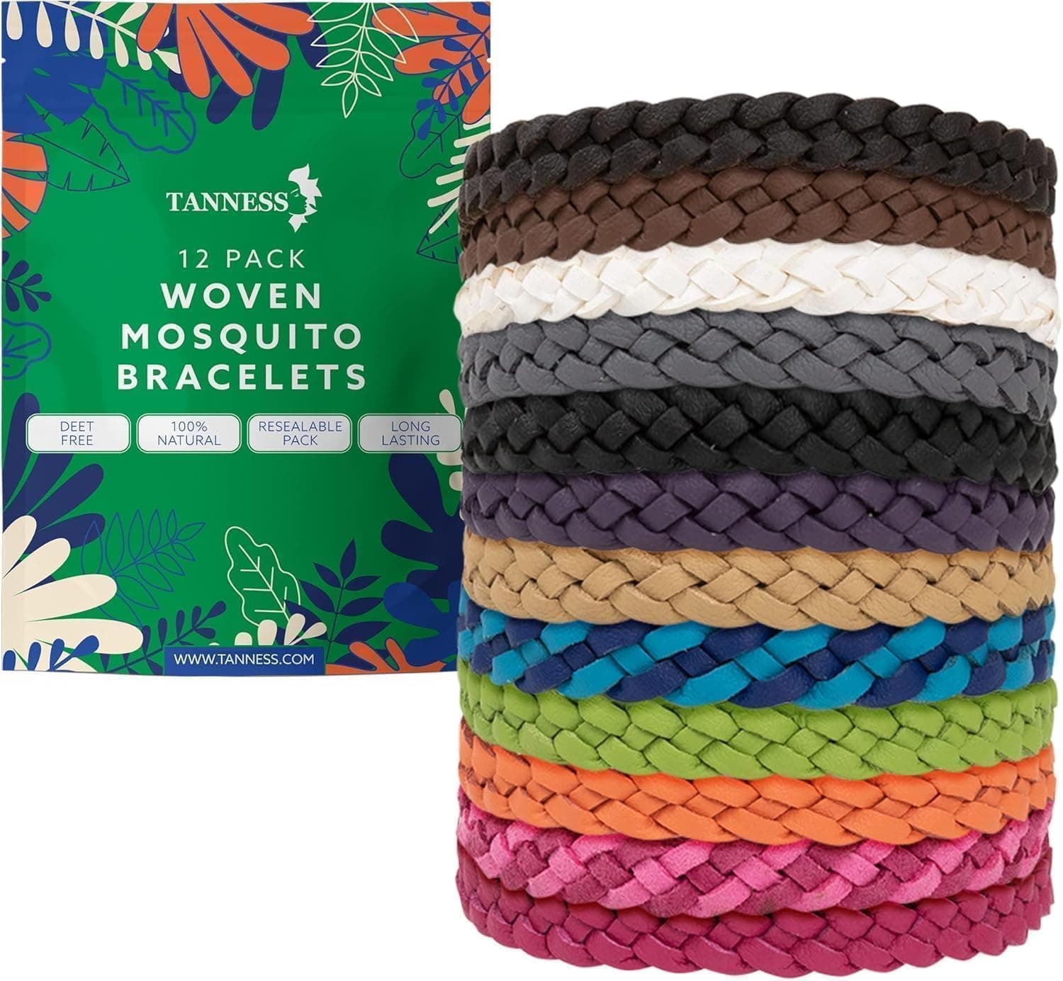 Tanness Pack of 12 Mosquito Repellent, Insect Repellent Bracelet | Insect Repellent Bands | Mosquito Repellent Bracelet Made of Non-Toxic Fabric, Free