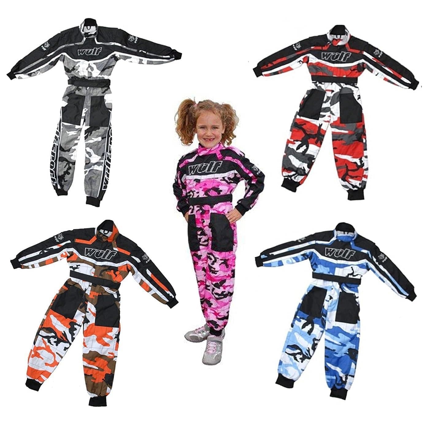 WULFSPORT JUNIOR CAMO KIDS KART SUIT New Motocross Quad MX Go-Karting ATV Enduro Sports Racing Overall Jump Suit