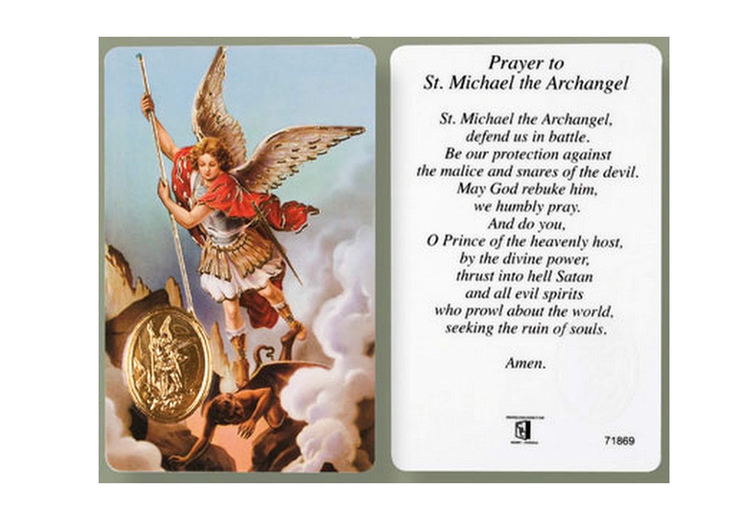 St Saint Michael Verse Prayer Card & Medal by rosarybeads4u