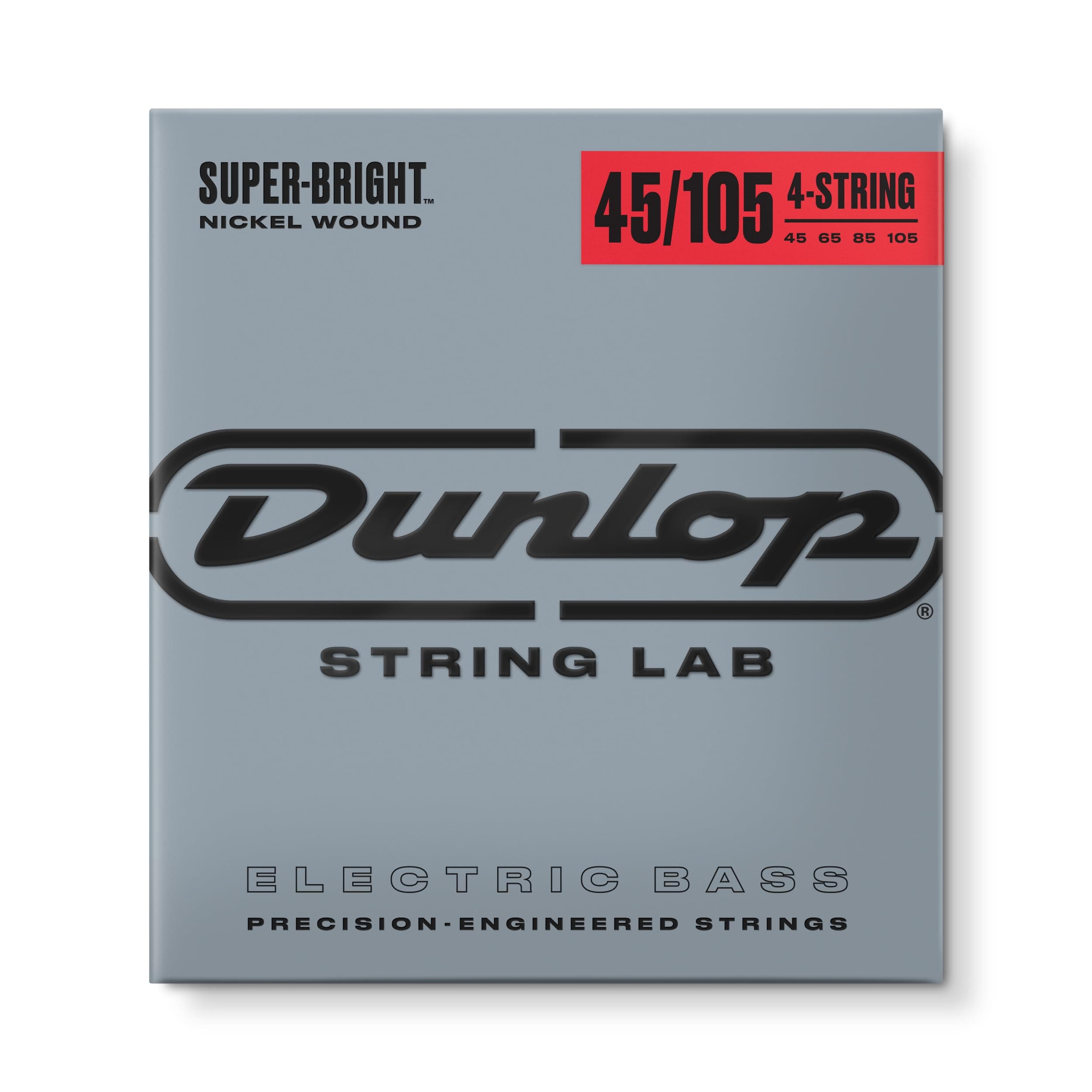 Dunlop DBSBN45105 Super Bright Bass Strings, Nickel Wound, Medium.045-.105, 4 Strings/Set