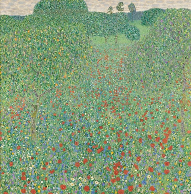 Blühender Mohn Mohnwiese (1907) Poster Print by Gustav Klimt (24 x 36)