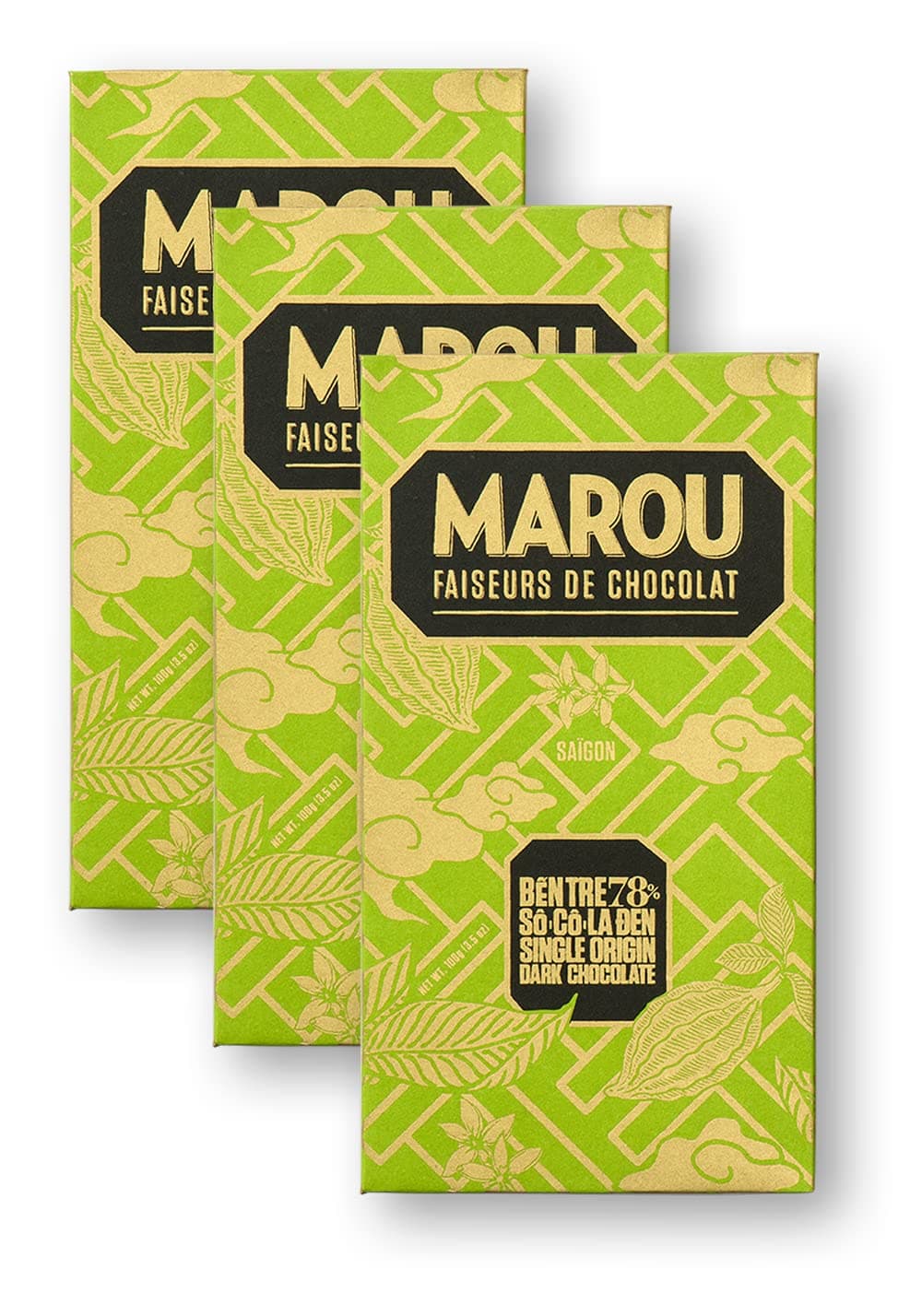 Origin Ben Tre 78% Cacao Dark Chocolate 3-Pack | Vietnam Single Origin, Dairy Free, Gluten Free, Soy Free | 3 x 80g Bar