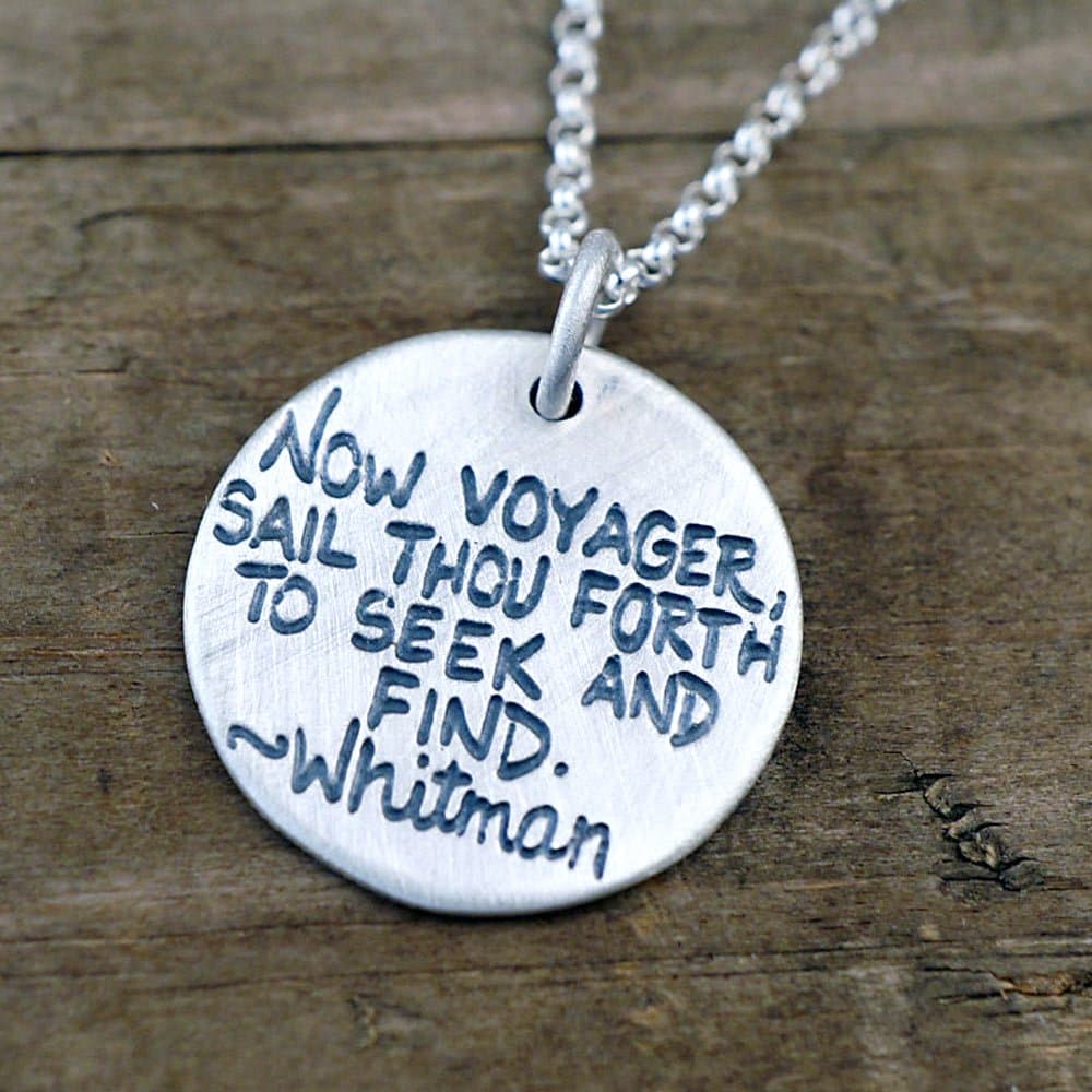 Now Voyager Necklace - Whitman Quote Jewelry - Sailboat Pendant on 18" Sterling Chain