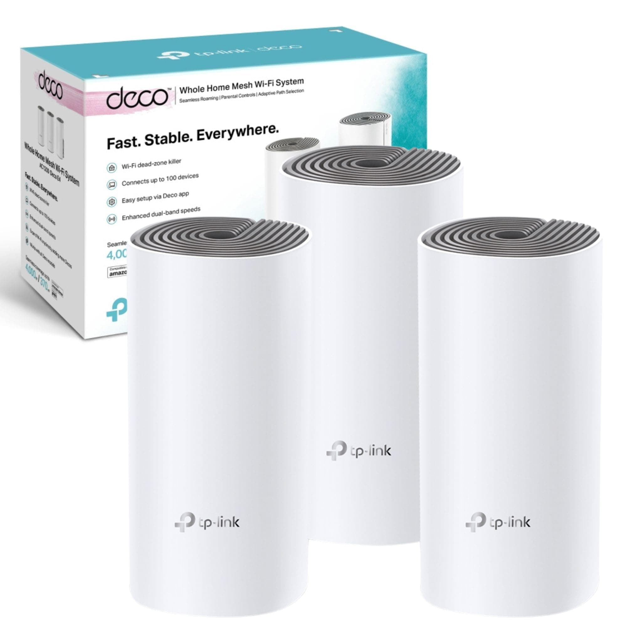 TP-Link Deco E4 Whole Home Mesh WiFi System, Fast and Smooth (AC1200) for Big Home, Working with Amazon Echo/Alexa and IFTTT, Router and Replacement WiFi Booster, Control