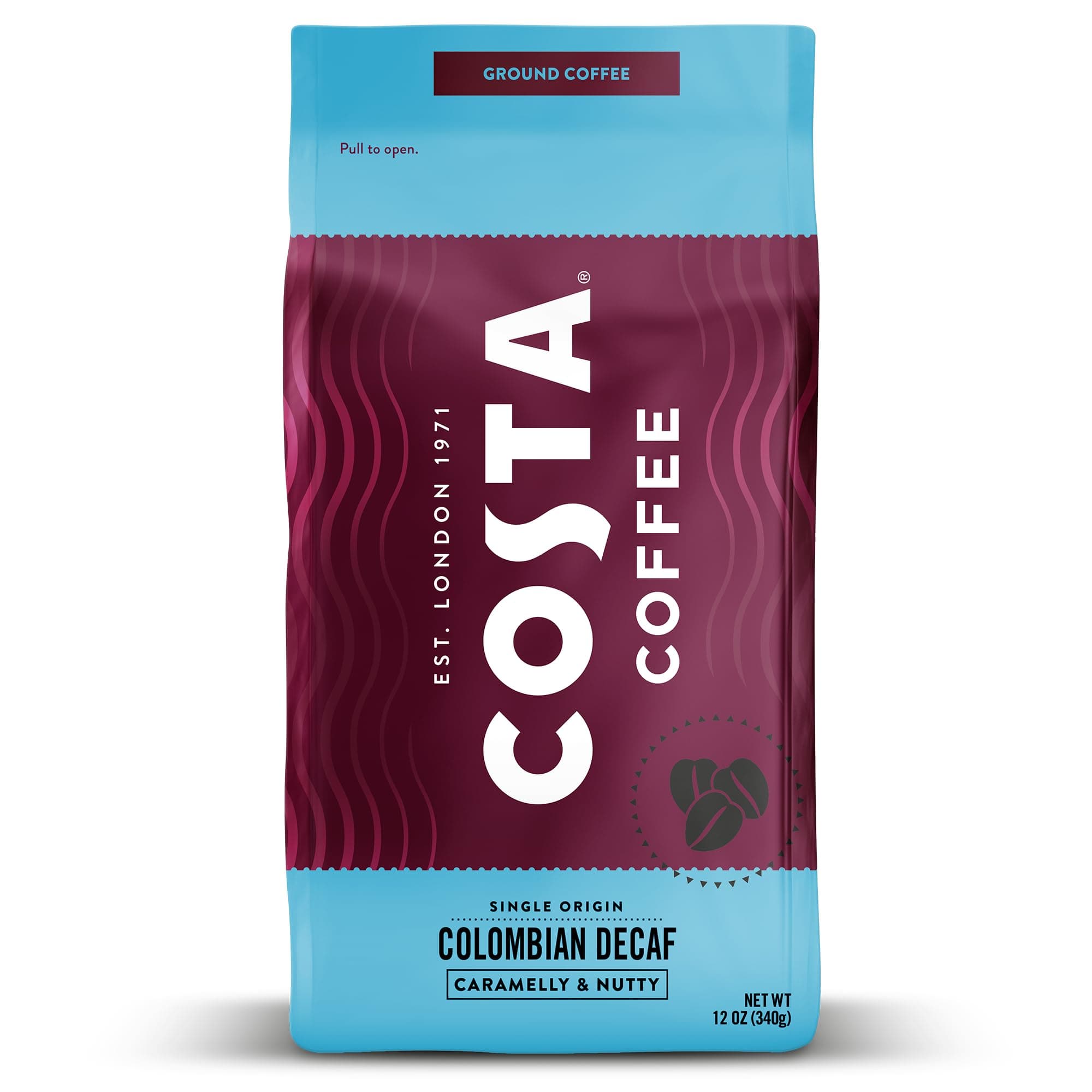 Coffee Ground Coffee, Colombian Decaf Medium Roast, 12oz each, Rainforest Alliance Certified