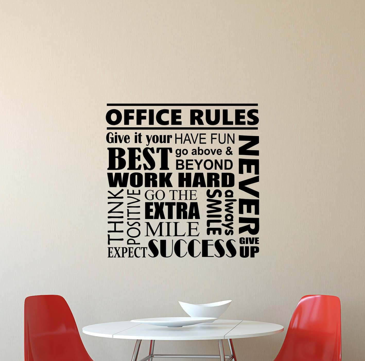 Office Rules Wall Decal Quote Inspirational Lettering Vinyl Sticker Motivational Boss Gift Decorations Home Bedroom Decor Art Poster Mural Custom Print 603