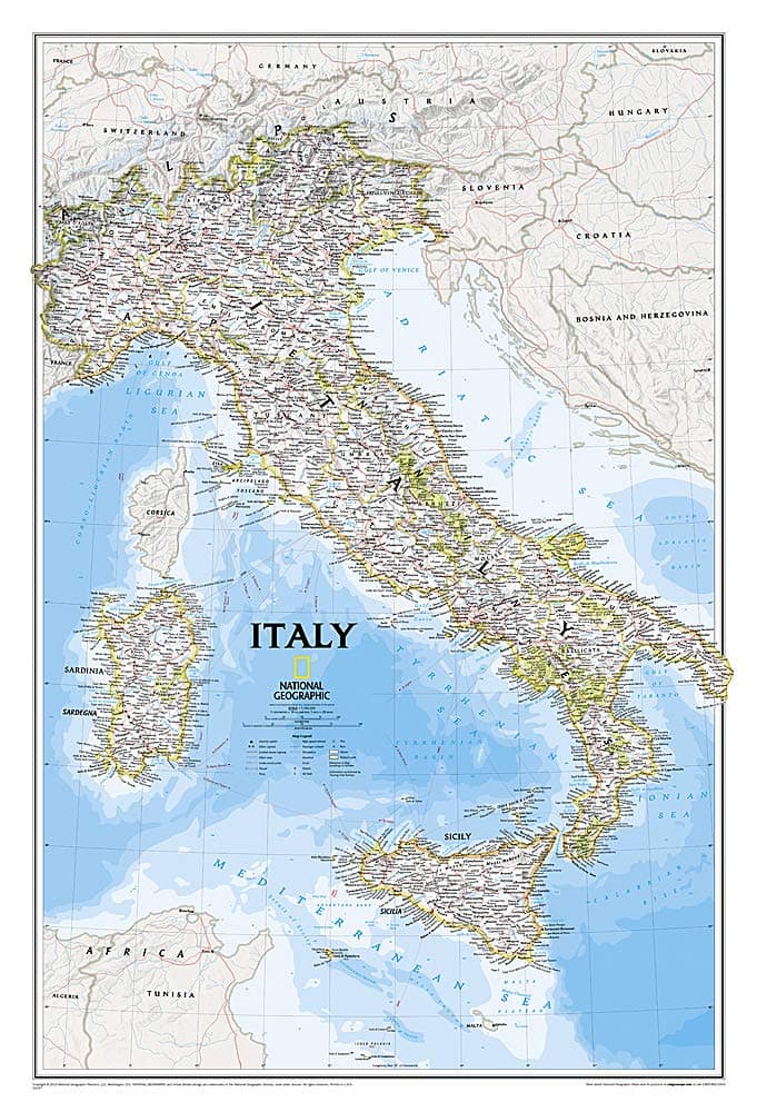 National Geographic Italy Wall Map - Classic (23.25 X 34.25 In)