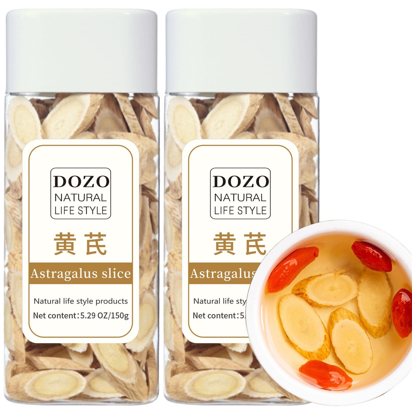 DOZO Sulfur Free Astragalus Root Slices 300g/10.58oz Large Radix Astragalus Sliced Tea Huangqi, Caffeine Free, Nourishing 黄芪 黄芪片 黃芪
