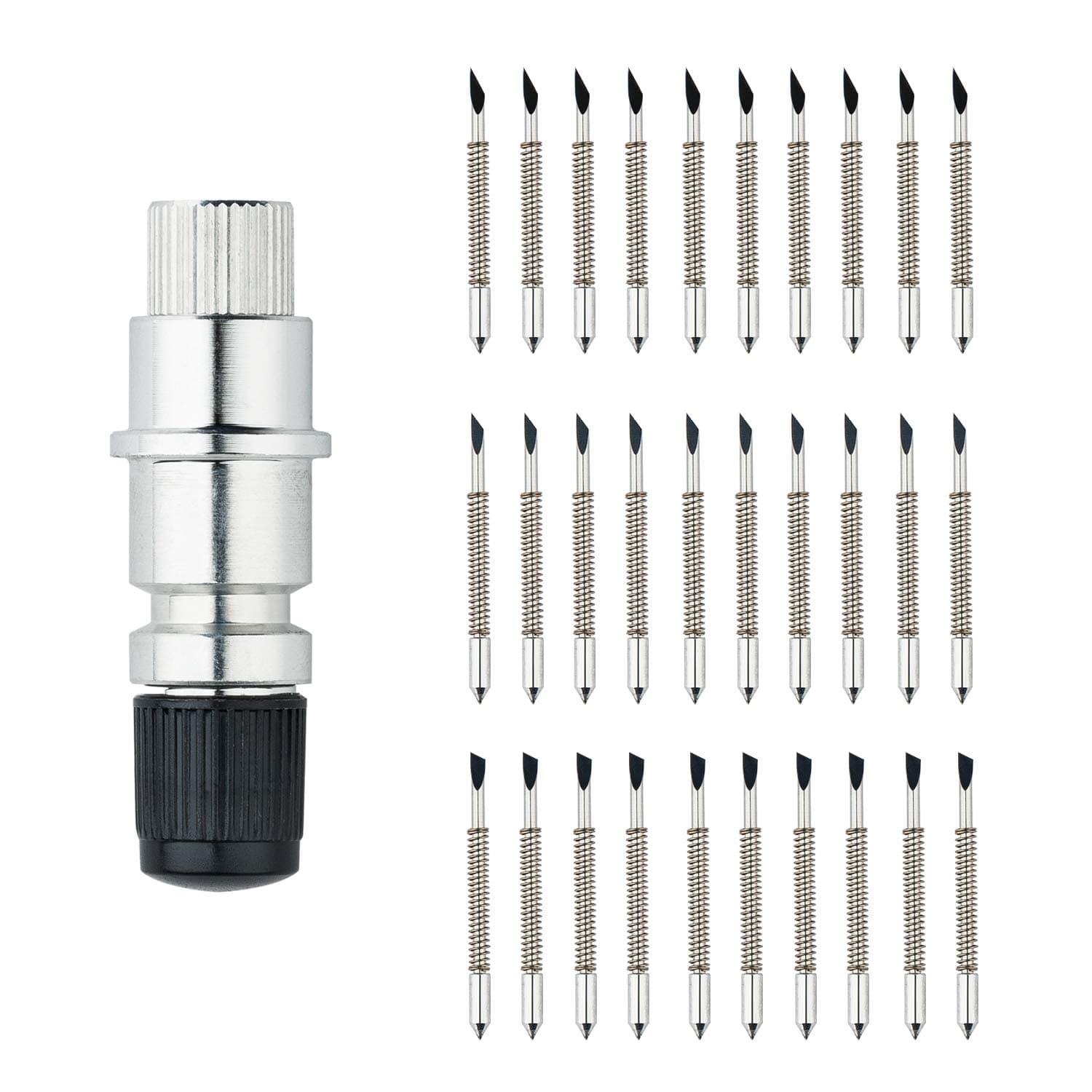 CB09 CB09U Blade Holder Base Compatible with Graphtec ， with 30 Pcs Cutting Blades (30/45/60 Degree) Holder Base for Silhouette Cameo 1 2 3/Portrait/Curio/Graphtec 6000/CE 5000-60 Plotter