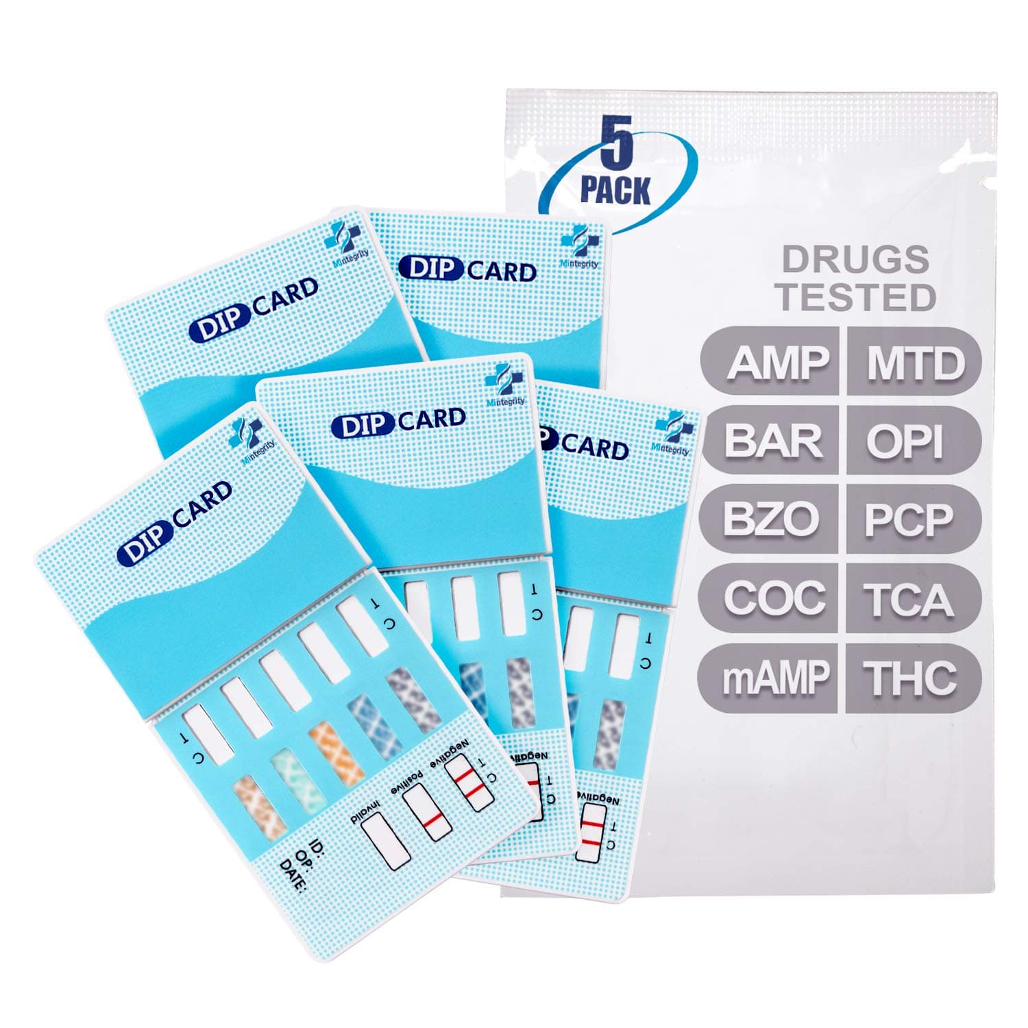 MiCare [5pk] - 10-Panel Urine Drug Test Card (AMP/BAR/BZO/COC/mAMP/MTD/OPI/PCP/TCA/THC) #MI-WDOA-1104