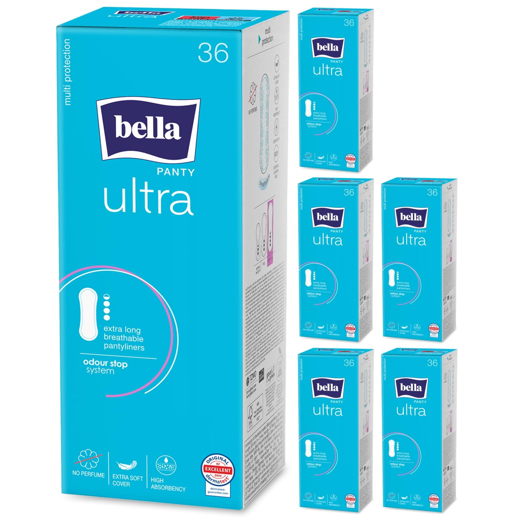 Bella Panty Ultra Panty Liners For Women Daily Use | High Absorbency|20.5 Cm Long | Perfect For White Discharge&Light Spotting | Odour Stop | No Added Perfume | Size Extra Large | Pack Of 1 | 36 Pcs