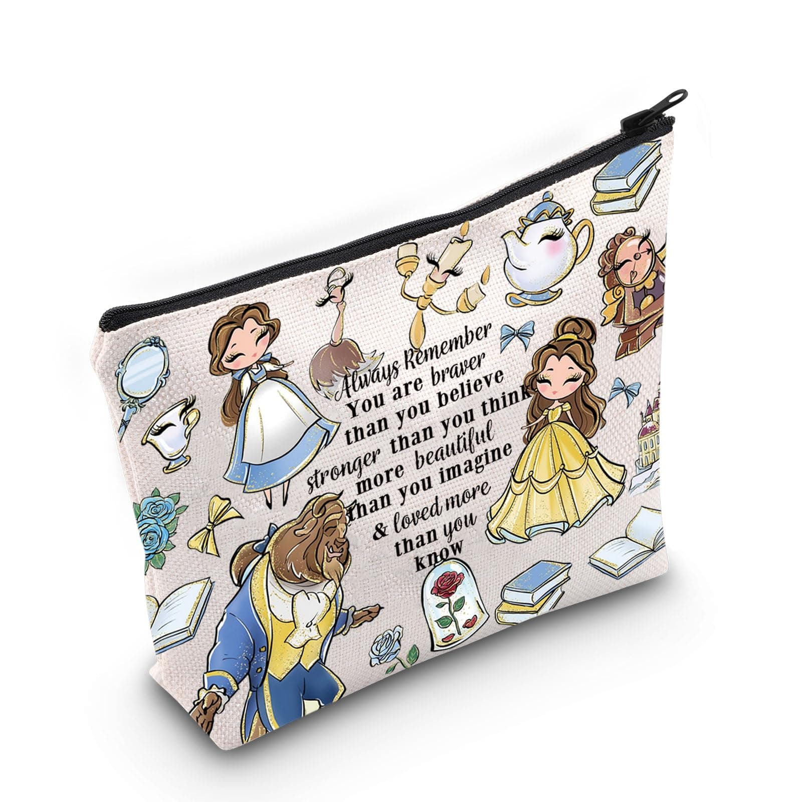 LEVLO Fairy Tales Cosmetic Bag Movie Inspired Gifts You Are Braver Stronger Smarter Than You Think Zipper Pouch Bag