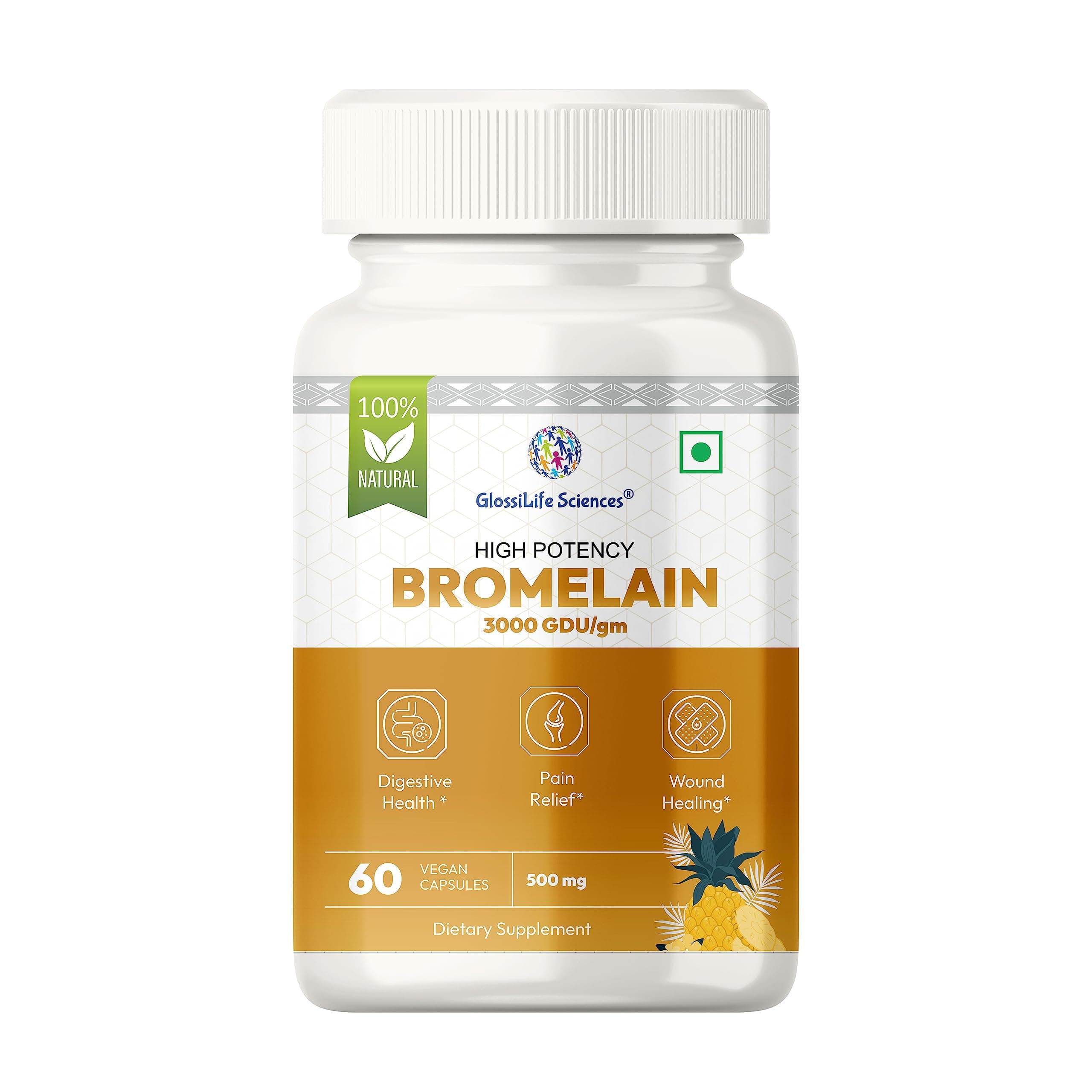 Bromelain 3000 GDU High Potency Supplement 120 Capsules