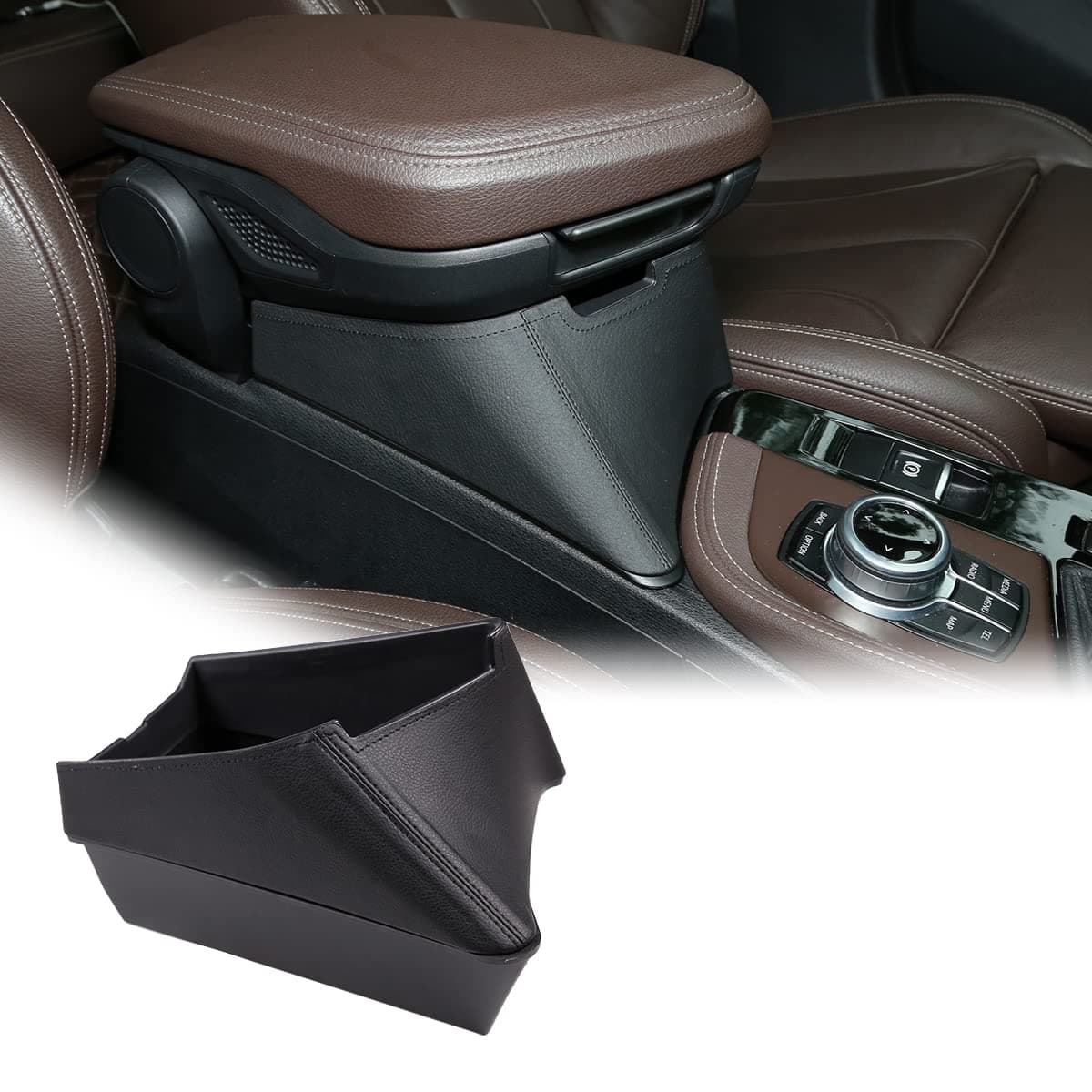 YIWANG Car Center Armrest Storage Box Container Tray for X1 F48 2016-2019, for X2 F47 2018 2019 Left Hand Drive (Black)