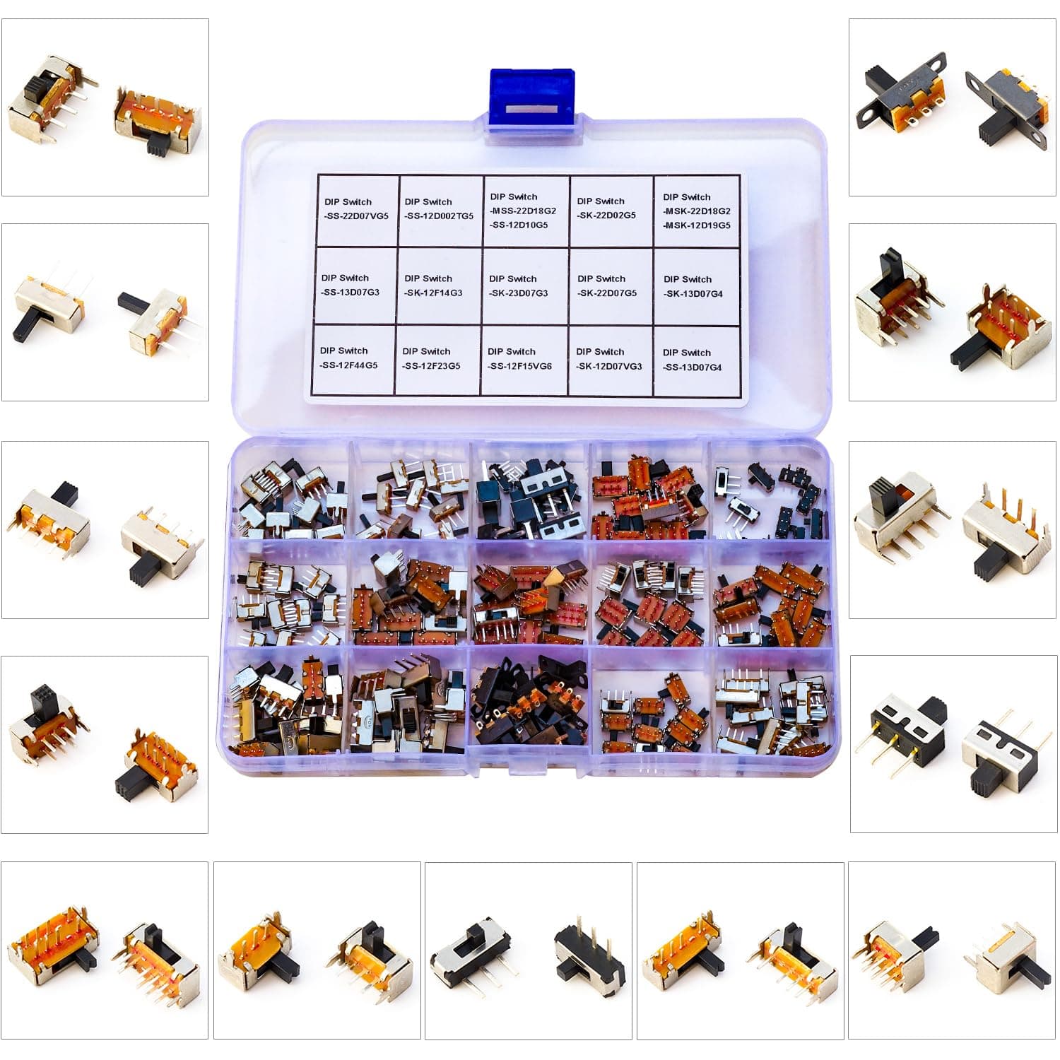 Slide Switch Assorted Kit, Mini Micro PCB Panel Slide Switch 2Pin 3Pin 4Pin ON/Off ON/Off/ON Switch Arduino Breadboard Electronic Dip SlideSwitch for Electronics DIY Assortment Kit