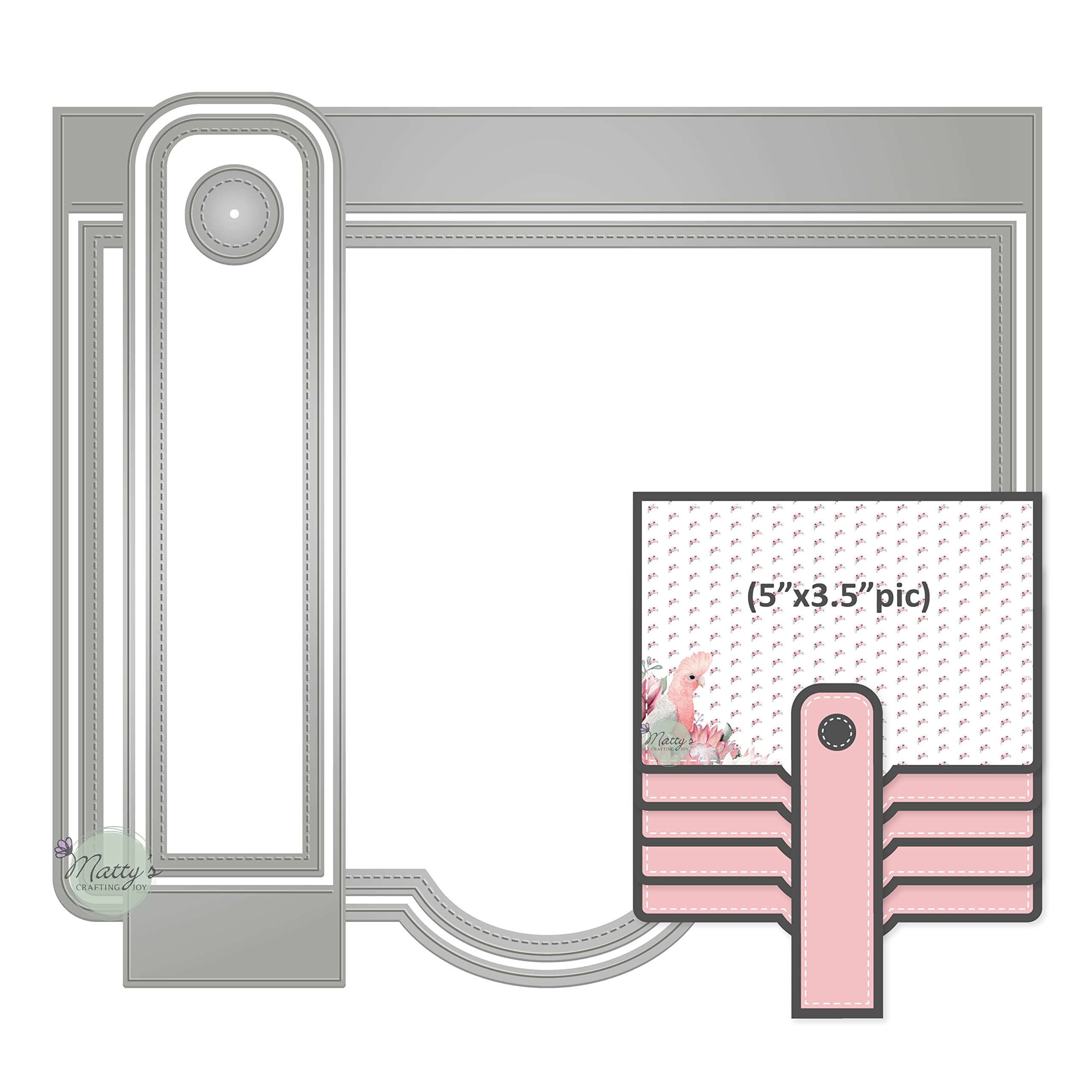 Matty’s Crafting Joy Rectangular Waterfall Flap Die Cut Set of 5, Nesting Metal Cutting Dies for Scrapbook Albums and Journals, Paper Crafting, Scrapbooking Supplies