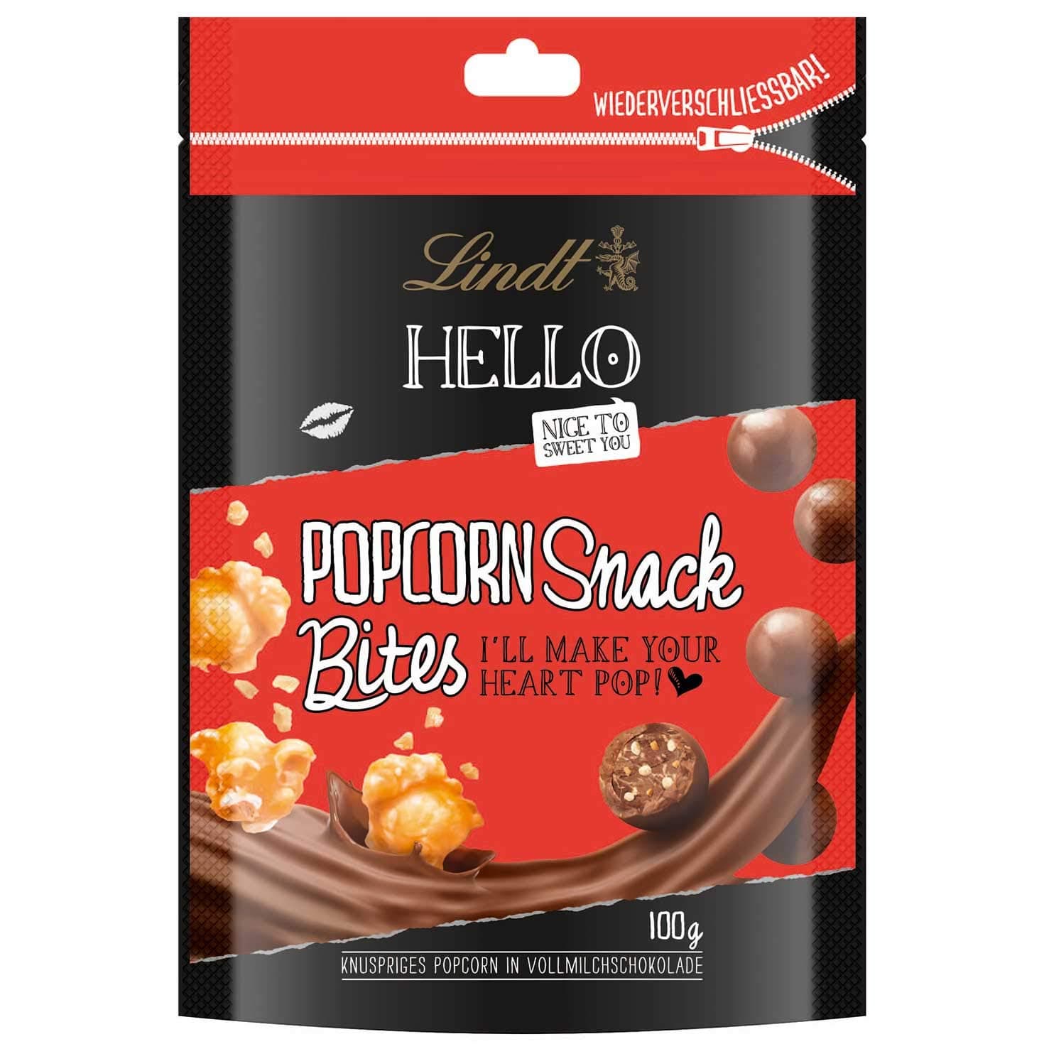 Lindt Popcorn Milk Chocolate Bites - 100g Bag - Imported