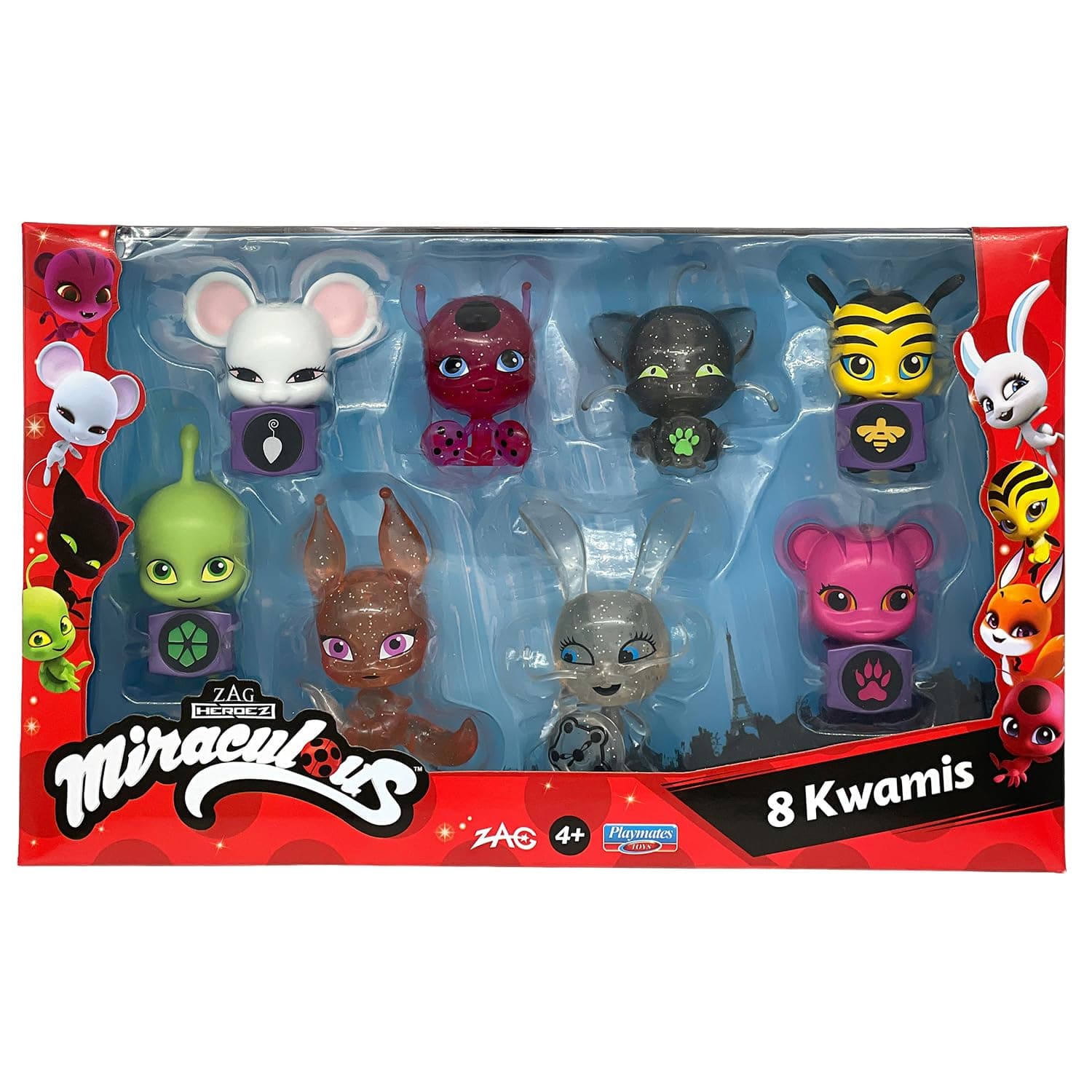 Miraculous Pack of 8 Kwamis - Mini Figurines Collection - Set of 8 Cute Miraculous Ladybug Figures - Children's Toy 4+