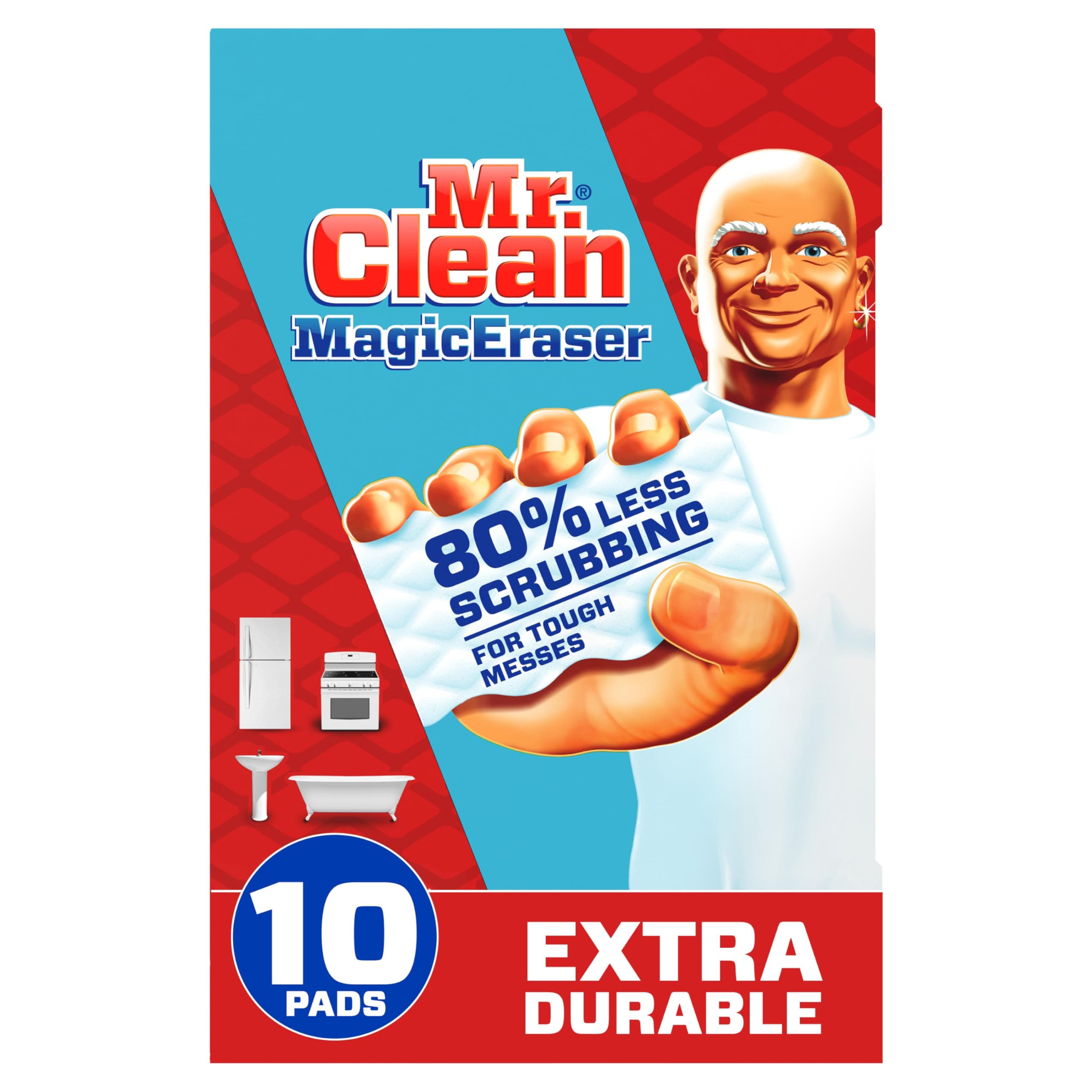 Magic Eraser, Extra Durable, Multi Purpose Cleaner, Shoe, Bathroom, Shower, and Car Window and Windshield Cleaner, Cleaning Pads, 10 Count