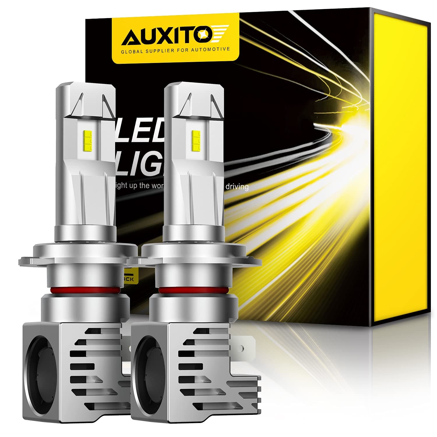 AUXITO H7 LED Headlight Bulbs, 12000LM Per Set, 6500K Xenon White, Mini Size Wireless Headlight, Pack of 2