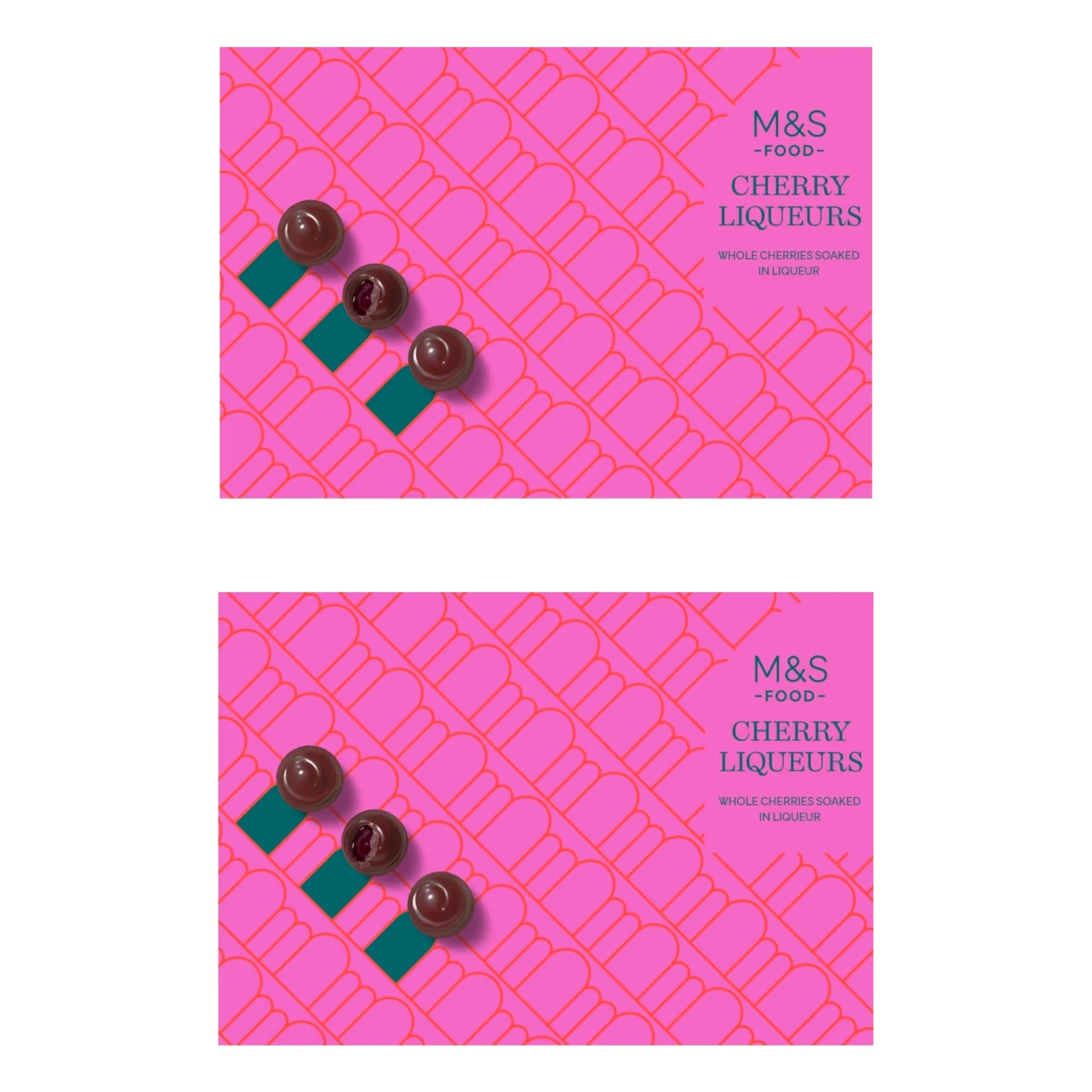 M&S Cherry Liqueurs - Whole Cherries Soaked in Liqueur & Covered in Rich Dark Chocolate 250g x 2 (2 Pack)