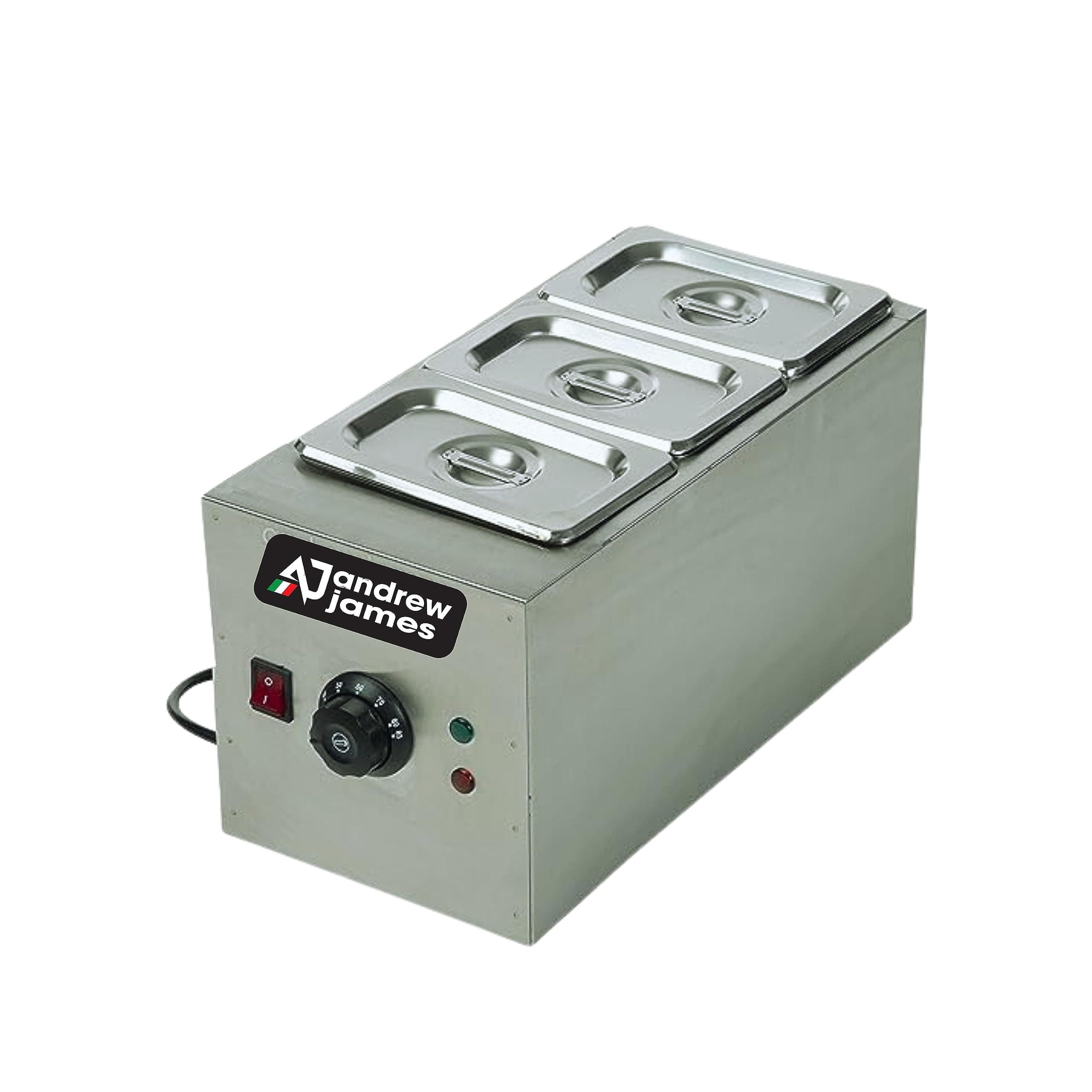 Andrew James Stainless Steel Chocolate Melter 2+2+2 Liters Triple Pot | Commercial for Industrial Use - 1 Year Warranty
