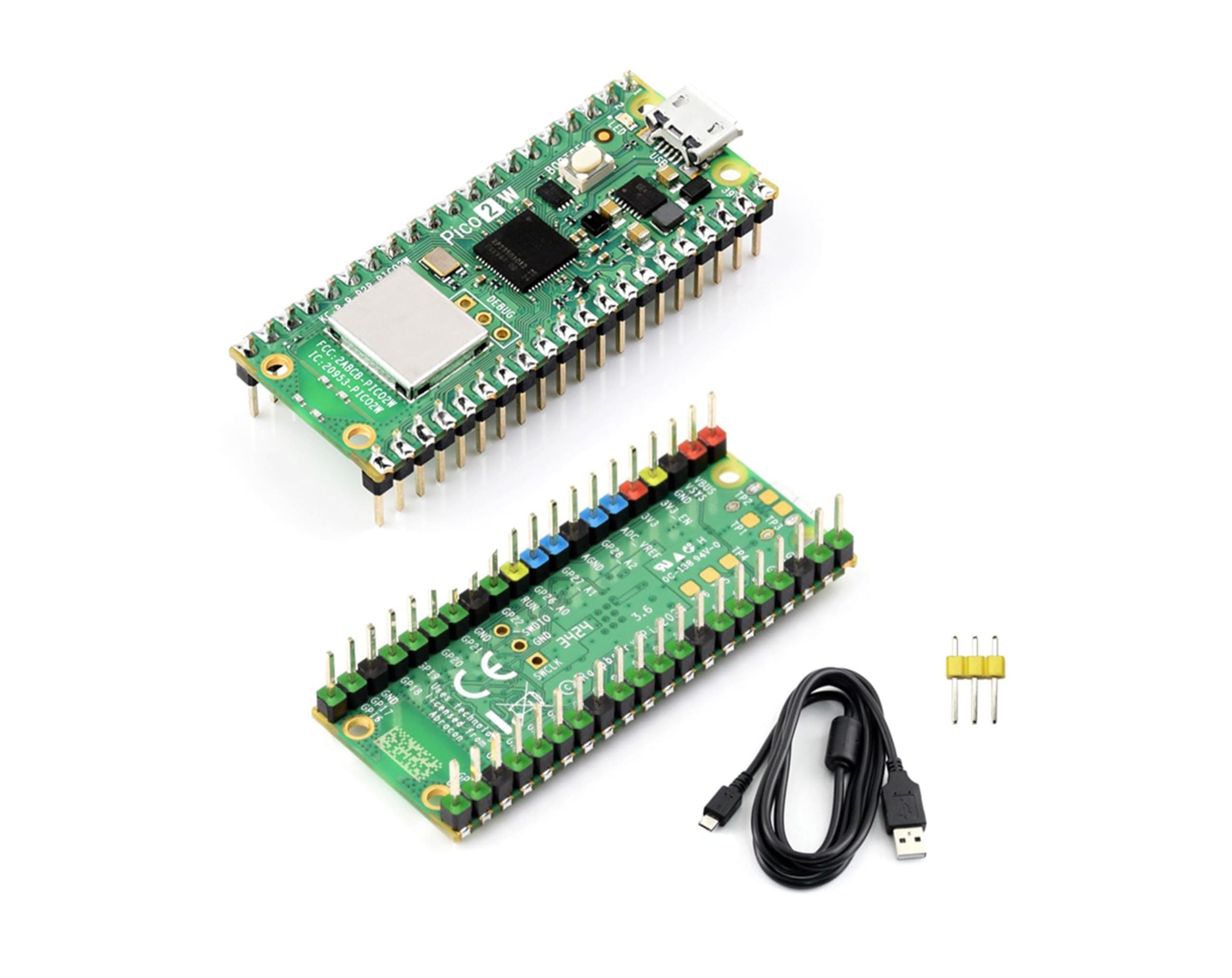 Pico 2 W with Color Pre-Soldered Header Compatible with Raspberry Pi Pico 2 W Microcontroller Board, 2.4GHz 802.11n Wireless LAN WIFI4 and Bluetooth 5.2, Based on RP2350 Dual-Core& Dual-Architecture
