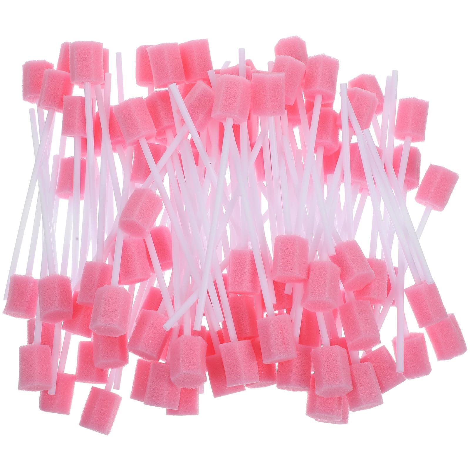 Healifty ROSENICE Disposable Oral Care Sponge Swab Tooth Cleaning Mouth Swabs 100pcs (Pink)