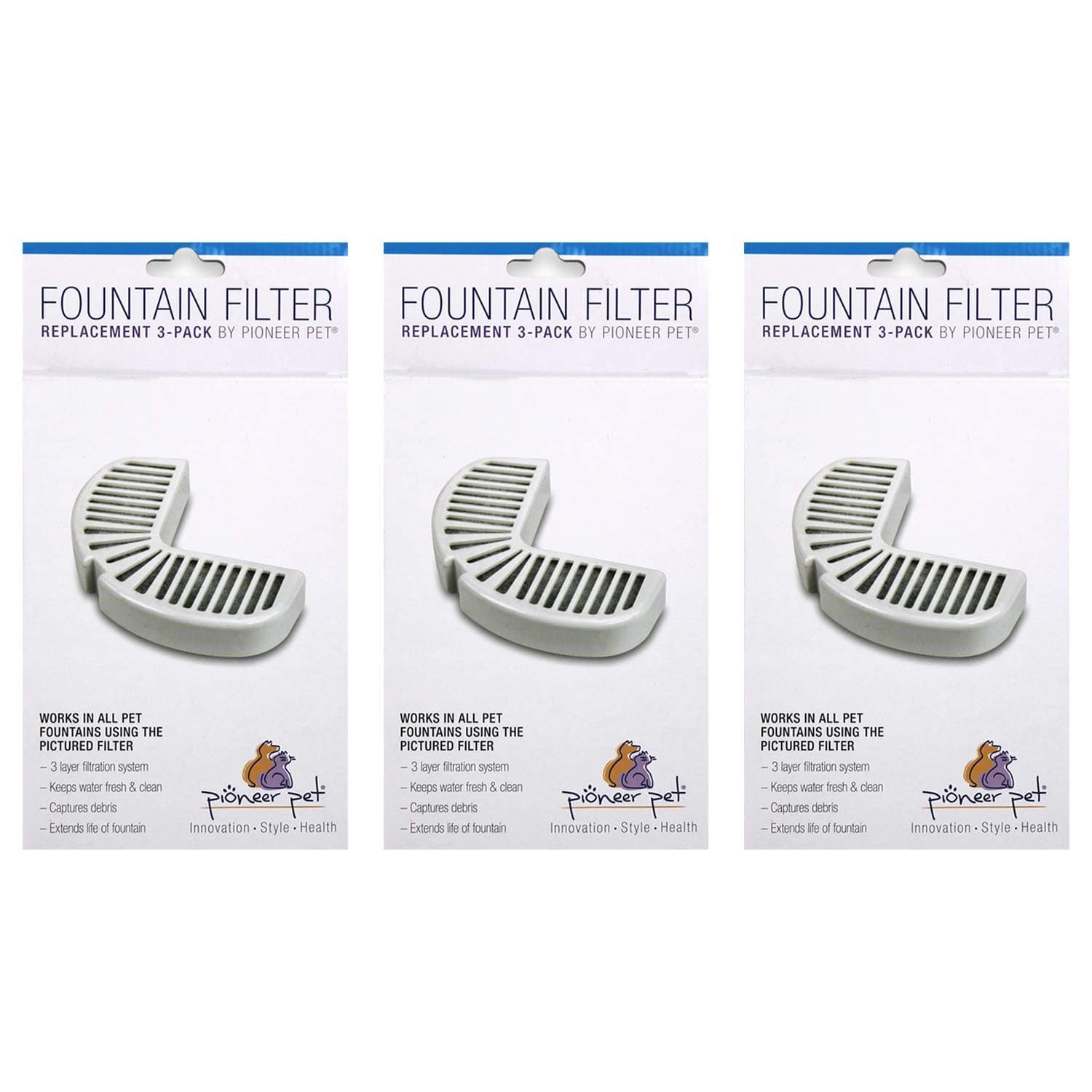 Replacement Filters for Ceramic & Stainless Steel Fountains, Raindrop Filters (9 Filters)