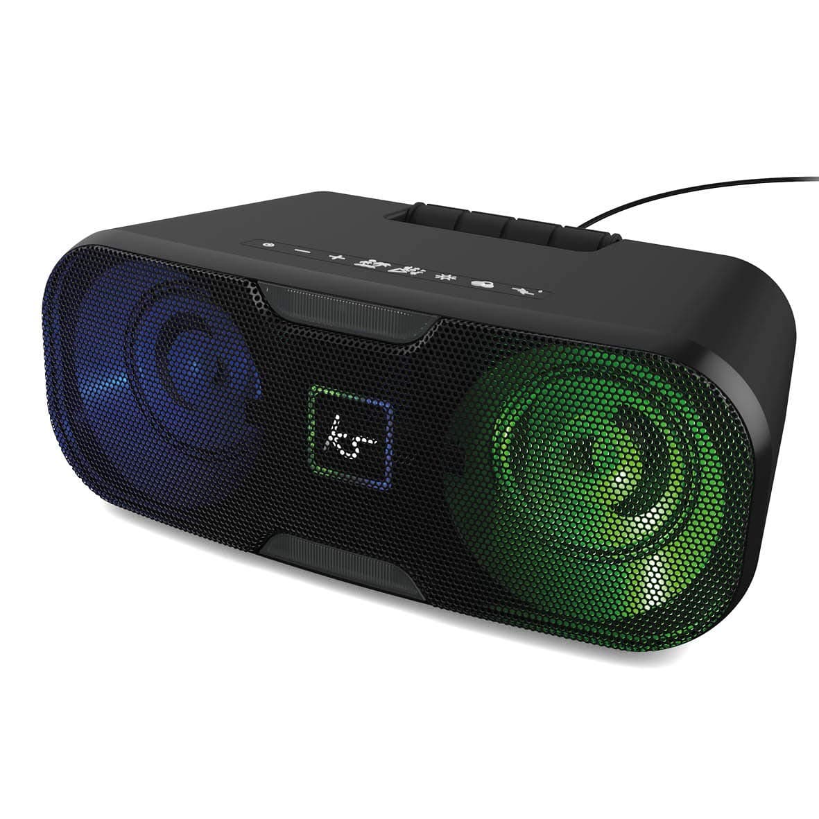 KitSound Slam XL Large Bluetooth Party Stereo Speaker, High Power Speaker System with LED Disco Light Show - Black