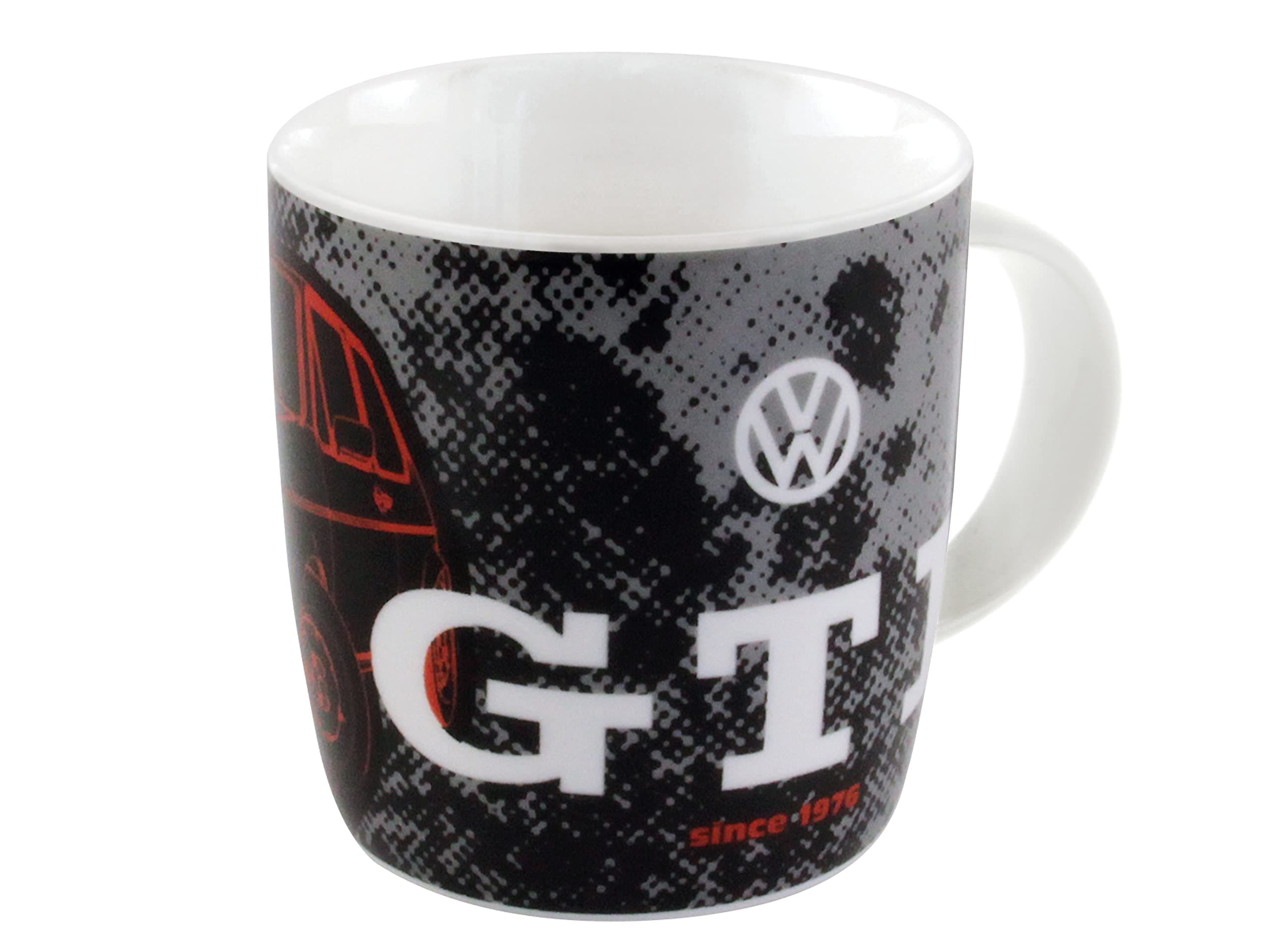 VW Collection - Volkswagen Ceramic Coffee-Tea-Cappuccino Mug Cup in GTI Golf Design (370 ml/12.5 fl oz/GTI Front/Black)