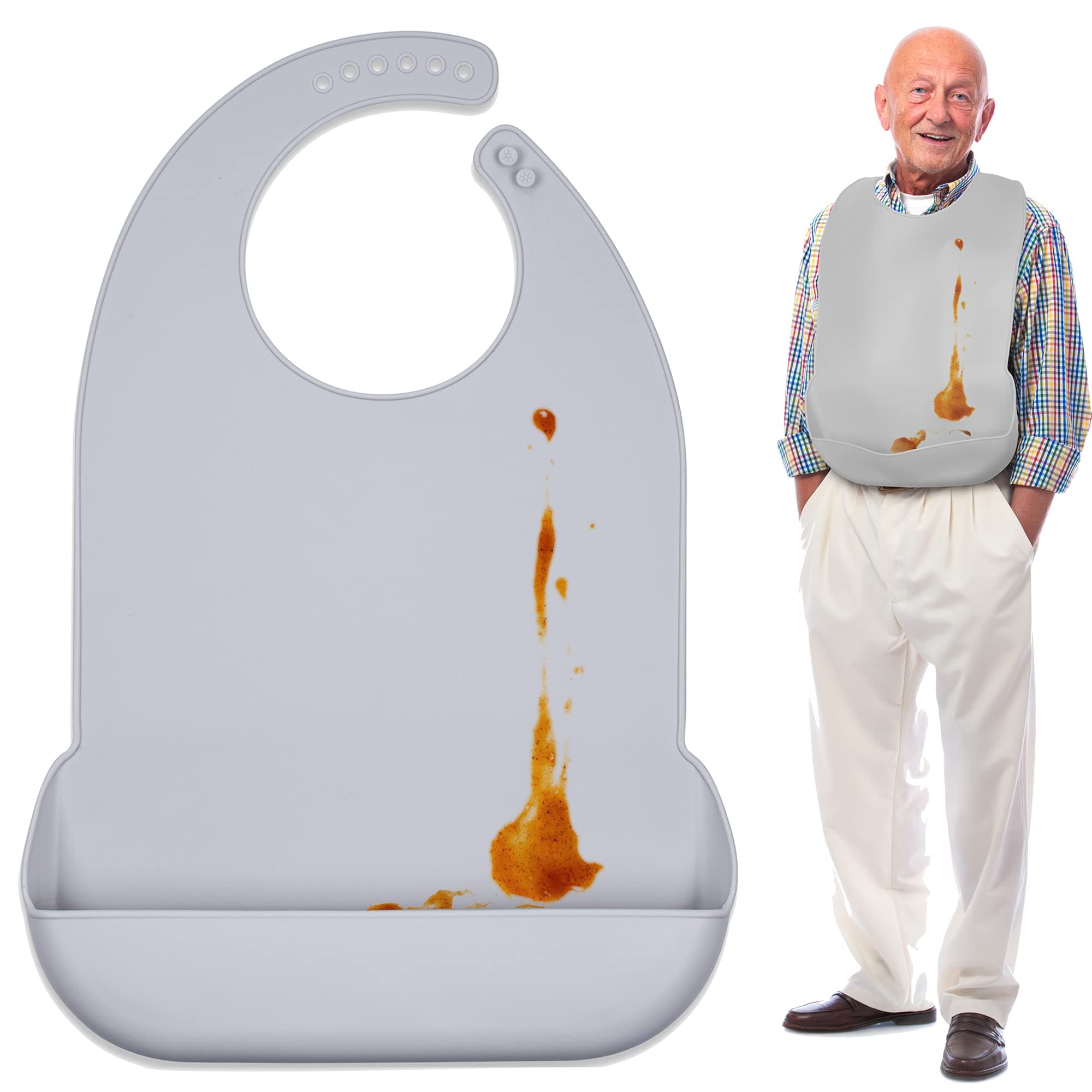 Clever at Home Adult Bibs - Silicone Adult Bibs for Women Washable, Adult Bibs for Eating Men Washable, Adult Bibs for Men