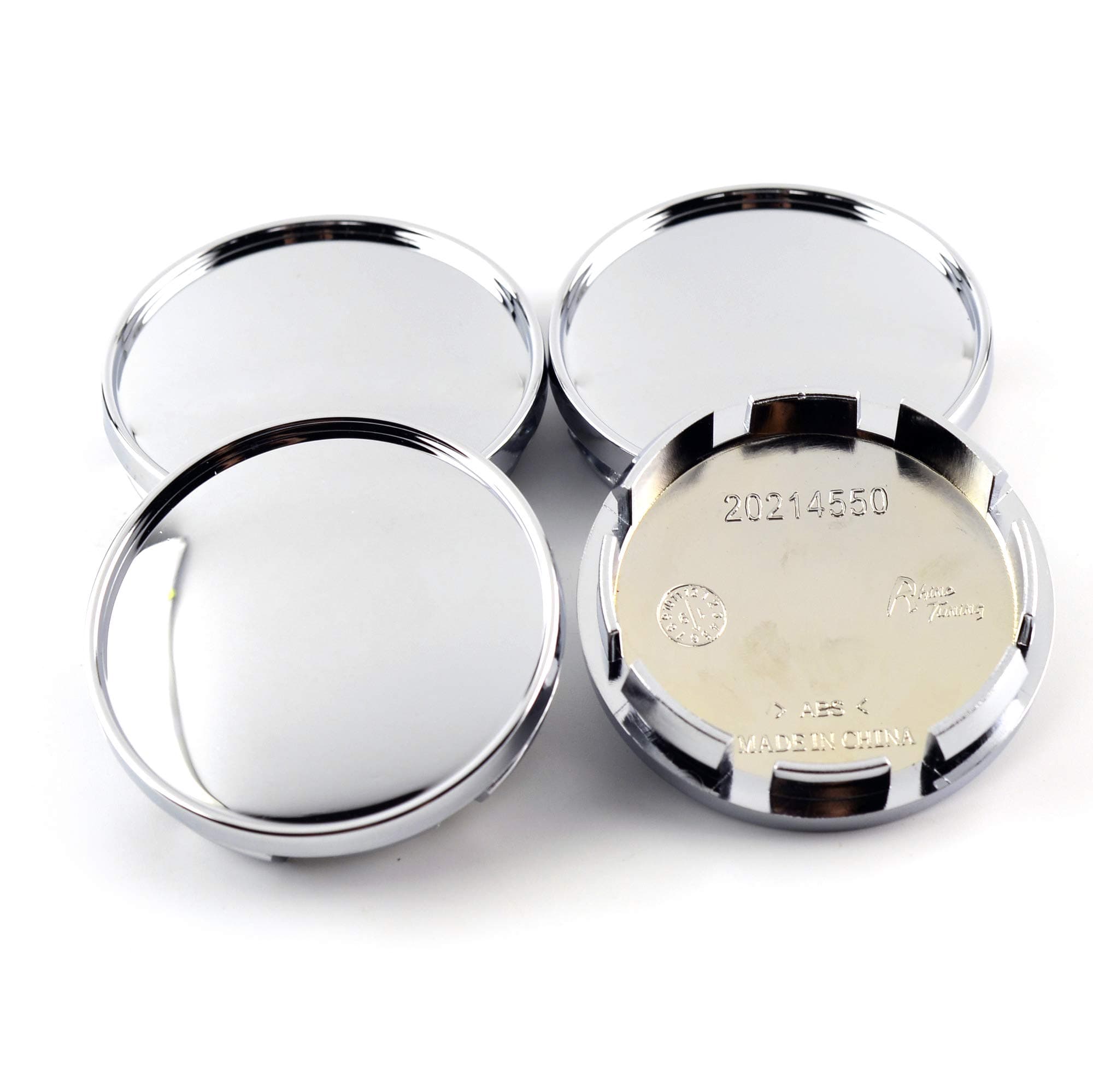 RTRHINOTUNING4PCS 61mm(2.4in)/56mm(2.18in) Car Wheel Center Hub Caps OD: 2.4"(61 mm) ID: 2.18"(56 mm) Chrome Silver