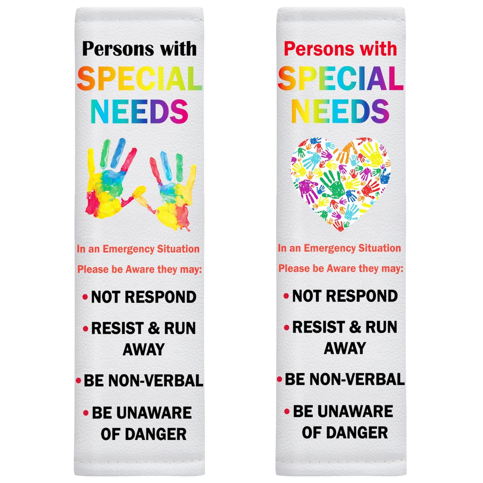 2 Pack Autism Belt Cover Awareness Car Seat Covers Non-Verbal Seat Belts Puzzle Sign and Awareness Designs (Special Needs Style)