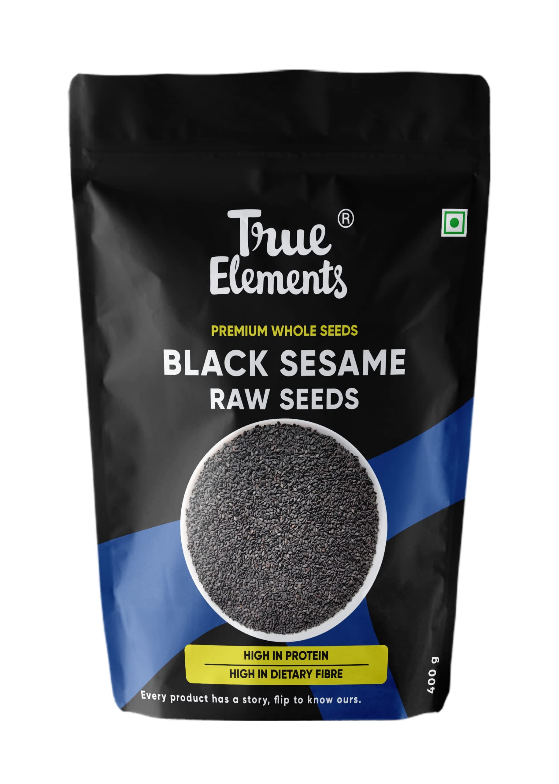True Elements Raw Black Sesame Seeds 400gm - Black Til Seeds for Eating | Natural Black Gingelly Oil Seeds | Indian Spices for Everyday Essentials | Versatile ingridient | Antioxidant rich | Kaale Til