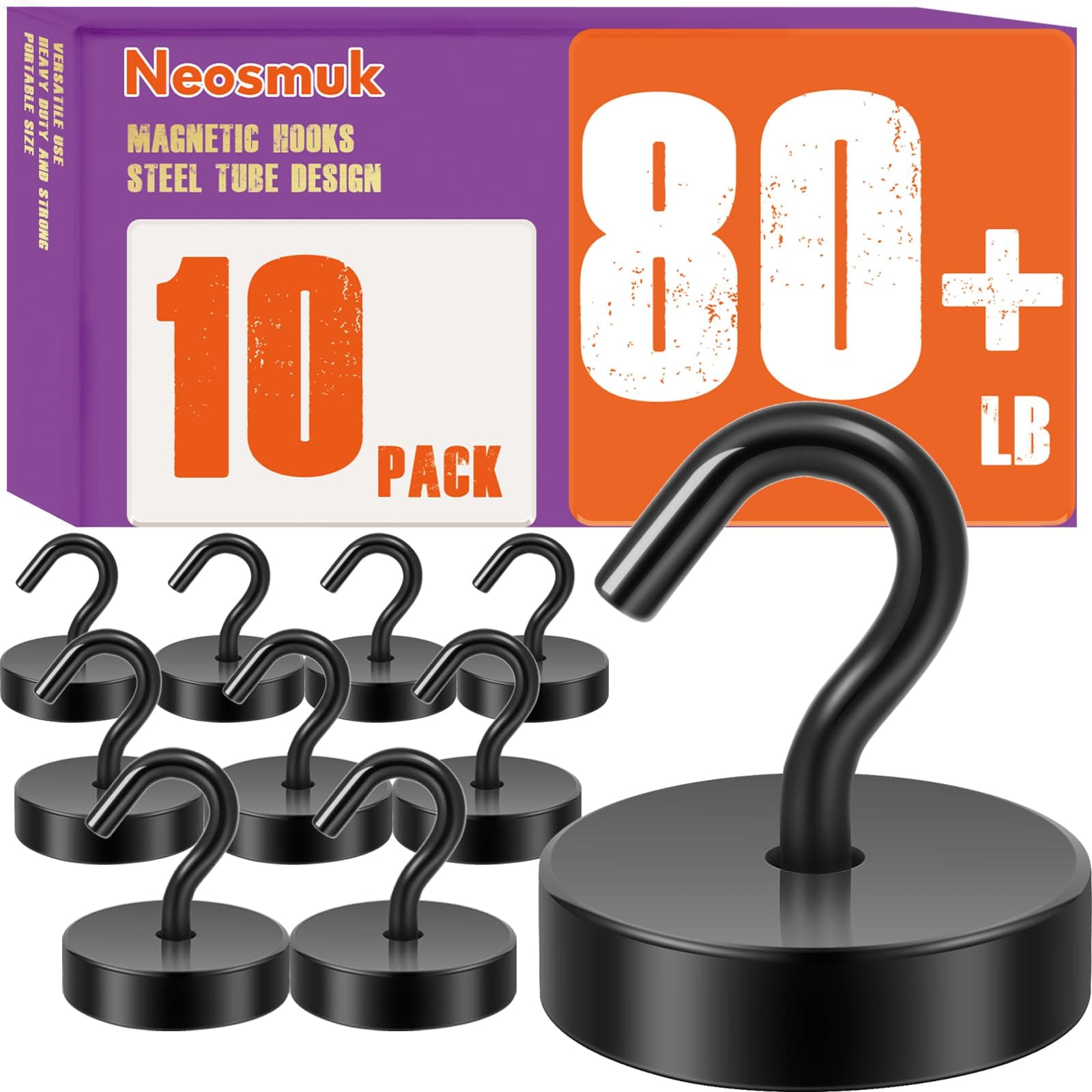 Magnetic Hooks, Cruise Ship Essentials, 80lb+ Heavy Duty Magnetic Hooks for Cruise Cabins, Refrigerator, Grill, Hanging, and Travel | Extra Strong Must-Haves Magnet Hook,Black