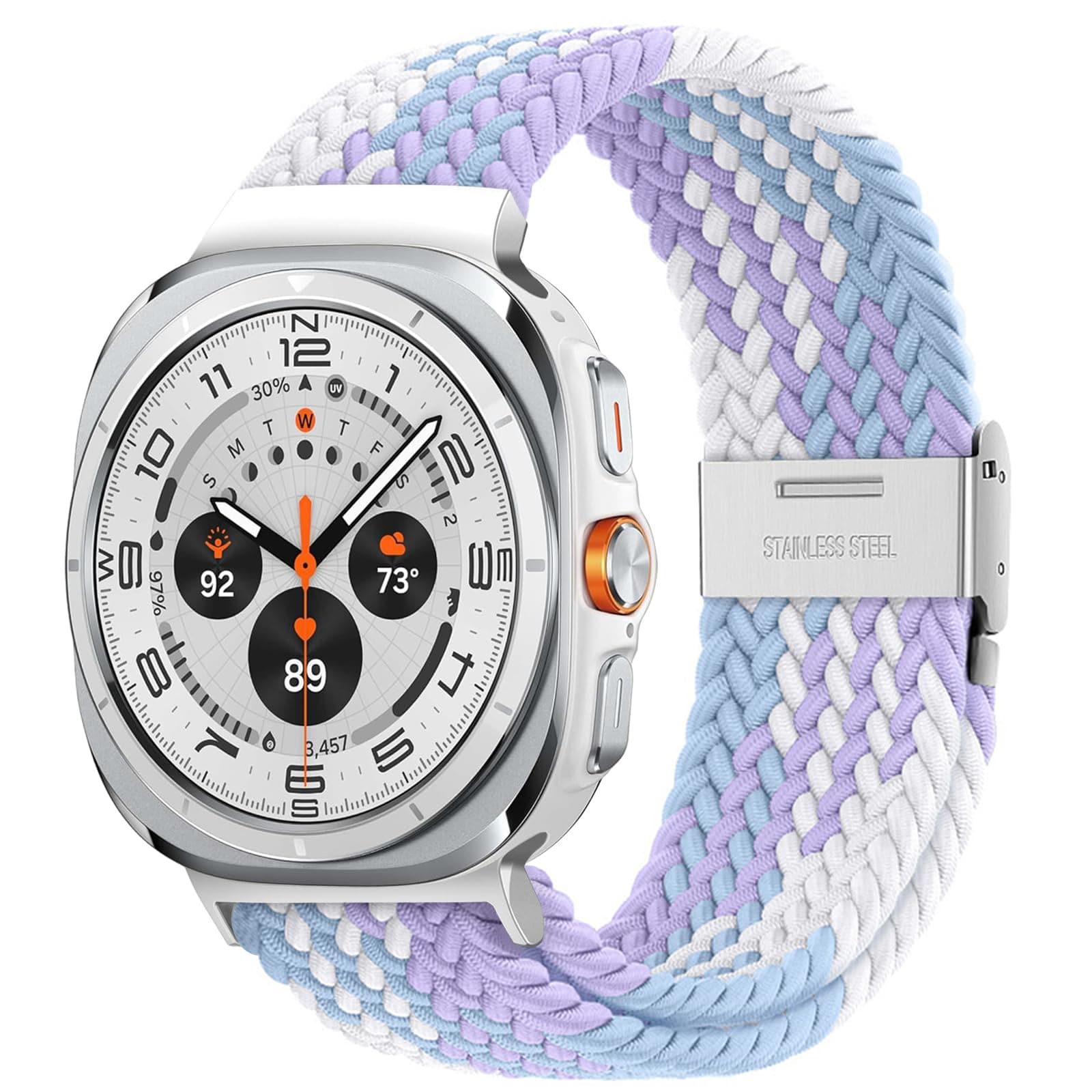 Stretchy Braided Bands For Samsung Galaxy Watch Ultra/Ultra 2 (47MM), Smartwatch Replacement Elastic Nylon Woven Breathable Sport Strap For Galaxy Watch 7 Ultra 2024/2025 Men Women