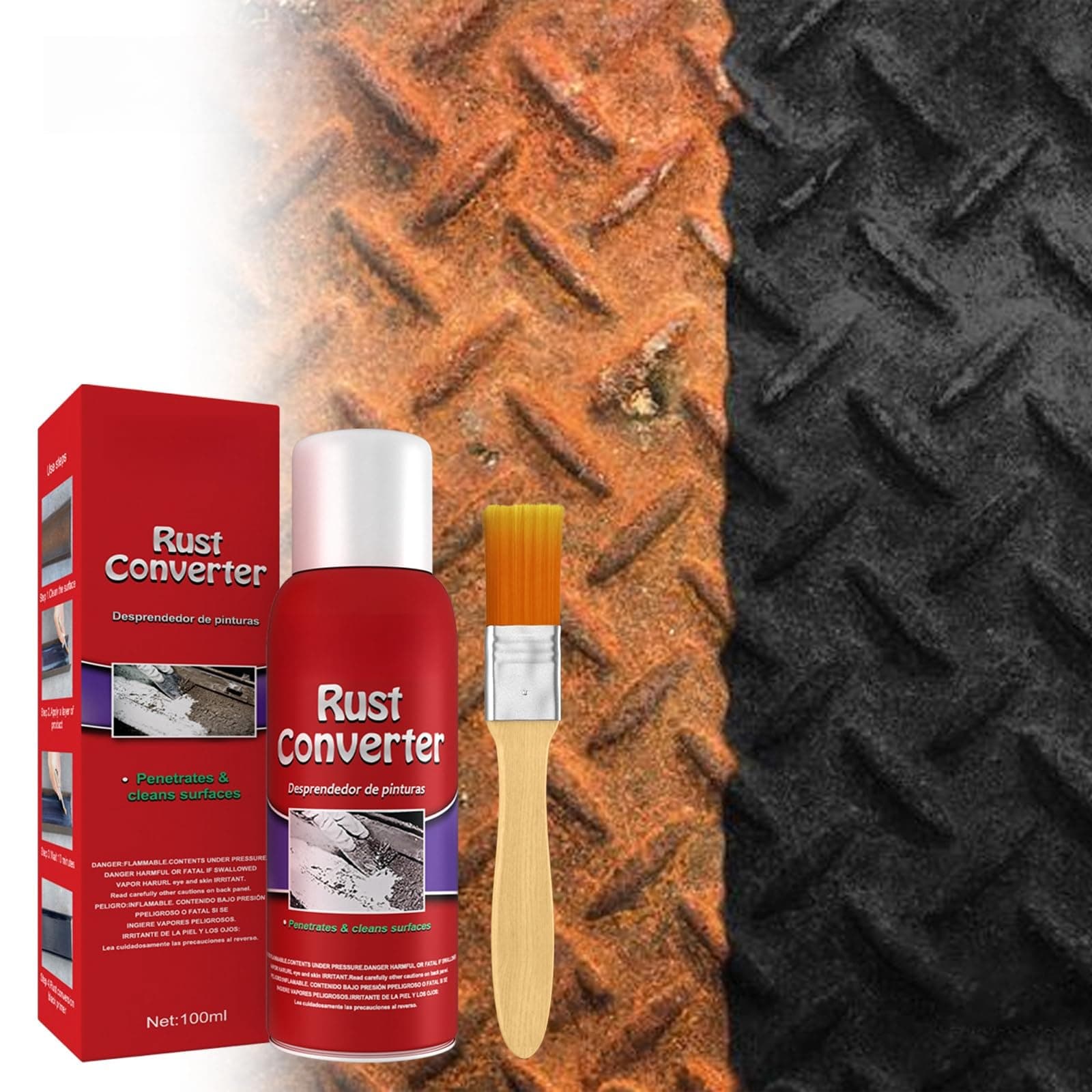 Rust Removal Conversion Agent, Automotive Chassis Anti-rust Coating & Primer, Protects Metal Parts from Rust & Oxidation, Preventive Rust Treatment, Corrosion-Free Foundation 100ml with Brush