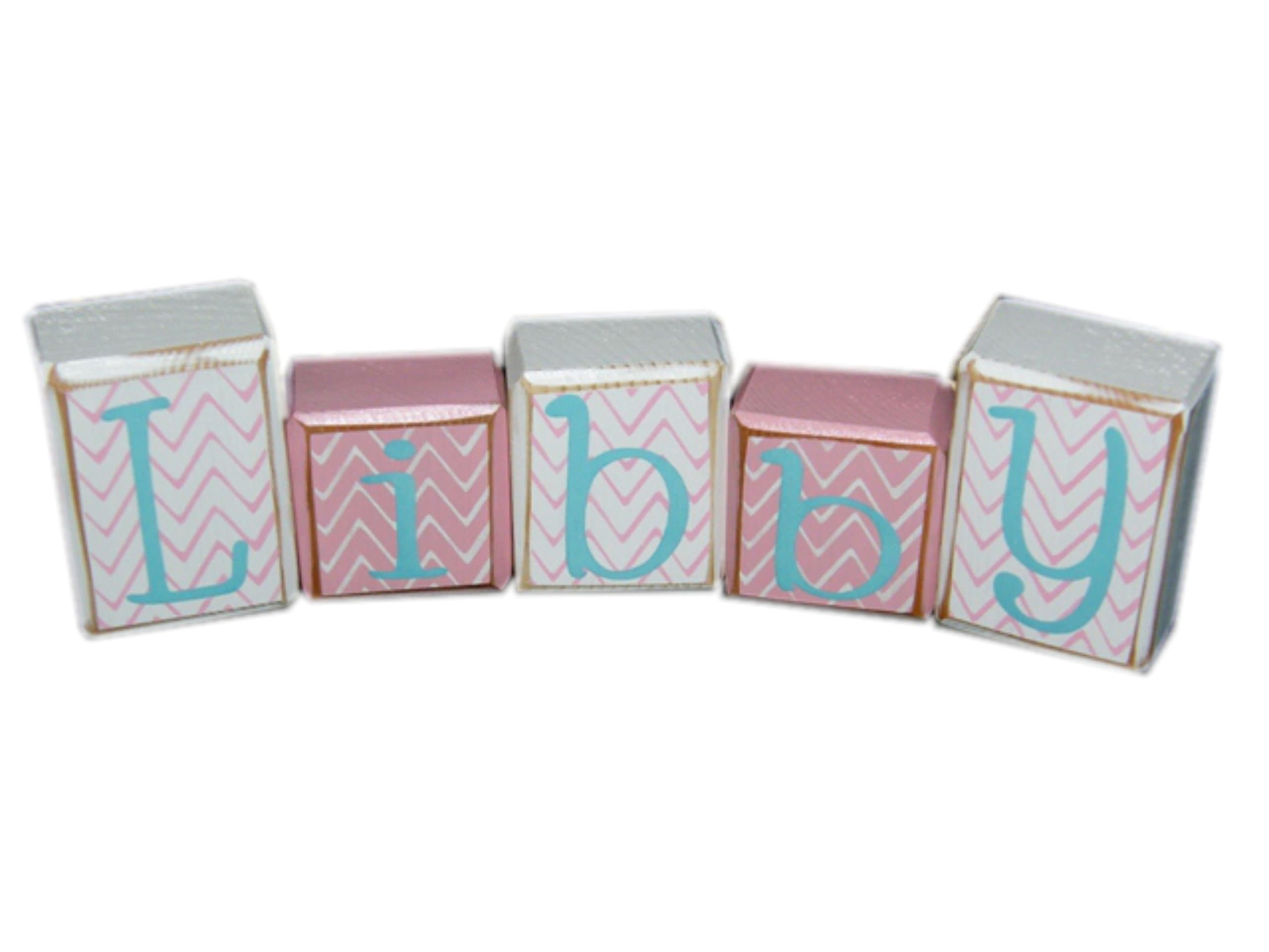 Chevron Pattern Big Blocks Spell Baby Name Staggered Blocks