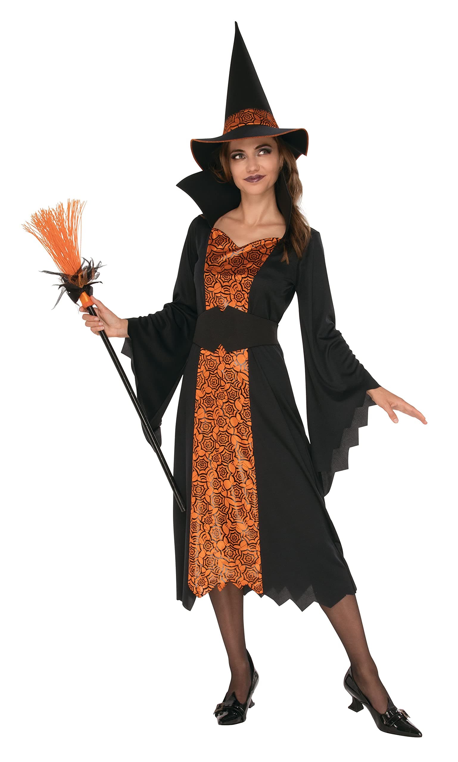 Walmart Witch Orange Black Womans Costume Large 12-14