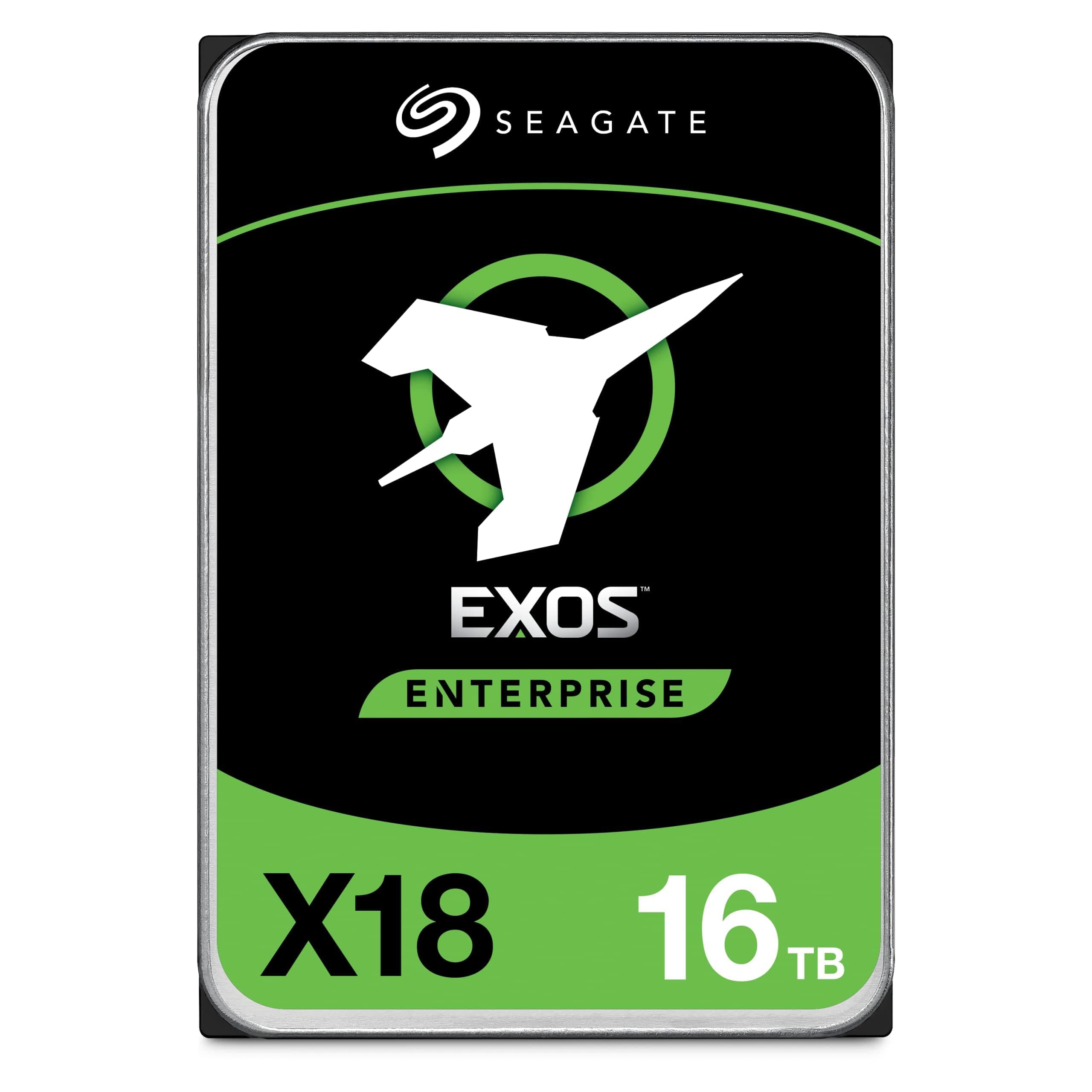 Seagate Exos X18 16TB Enterprise HDD - CMR 3.5 Inch Hyperscale SATA 6Gb/s, 7200 RPM, 512e and 4Kn FastFormat, Low Latency with Enhanced Caching (ST16000NM000J)