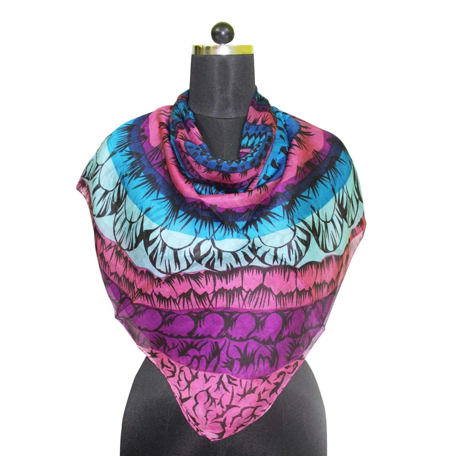 100% Pure Silk Scarf Printed Square Wrap Pink Summer Wrap Soft Scarves Indian Clothing Women’s Fashion Neck Stole