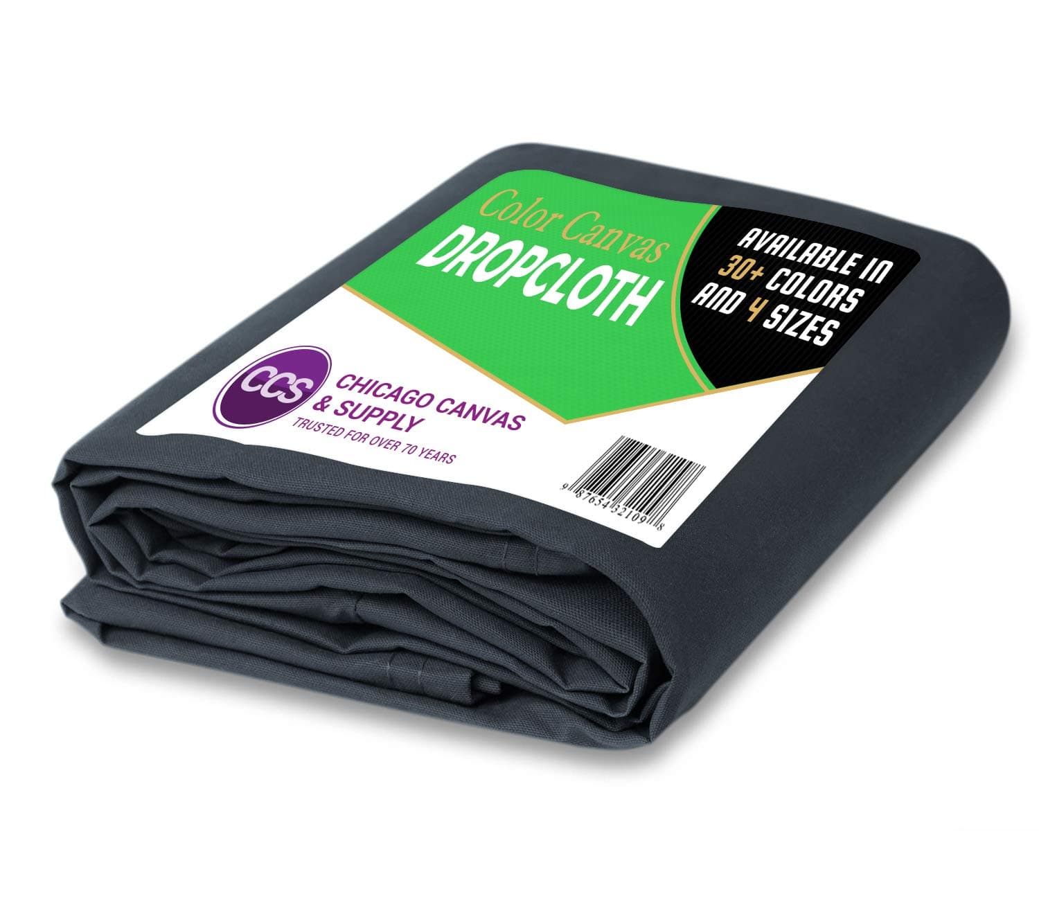 CCS CHICAGO CANVAS & SUPPLY 10 Ounce Cotton Canvas Cotton Drop Cloth (6 by 10 Feet, Steel Grey)