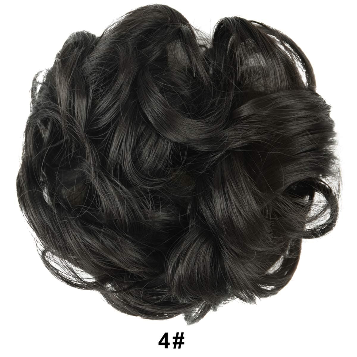 BARSDAR Messy Hair Bun Extensions Hairpiece for Women Updo Scrunchie Hair Piece (4# Darkest Brown Near Black)