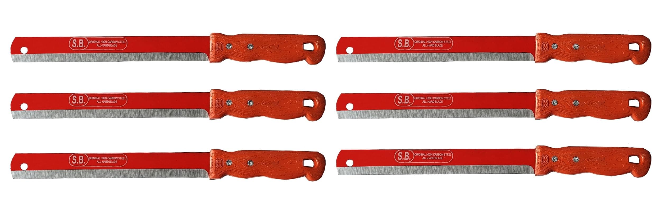 S.B. ANJALI SHALU BHAI Original High Carbon Steel Blade Knife Cooking Knife Sharp Edge Multipurpose Knife for Kitchen (Red) 6Pcs Set (8Inch Blade).